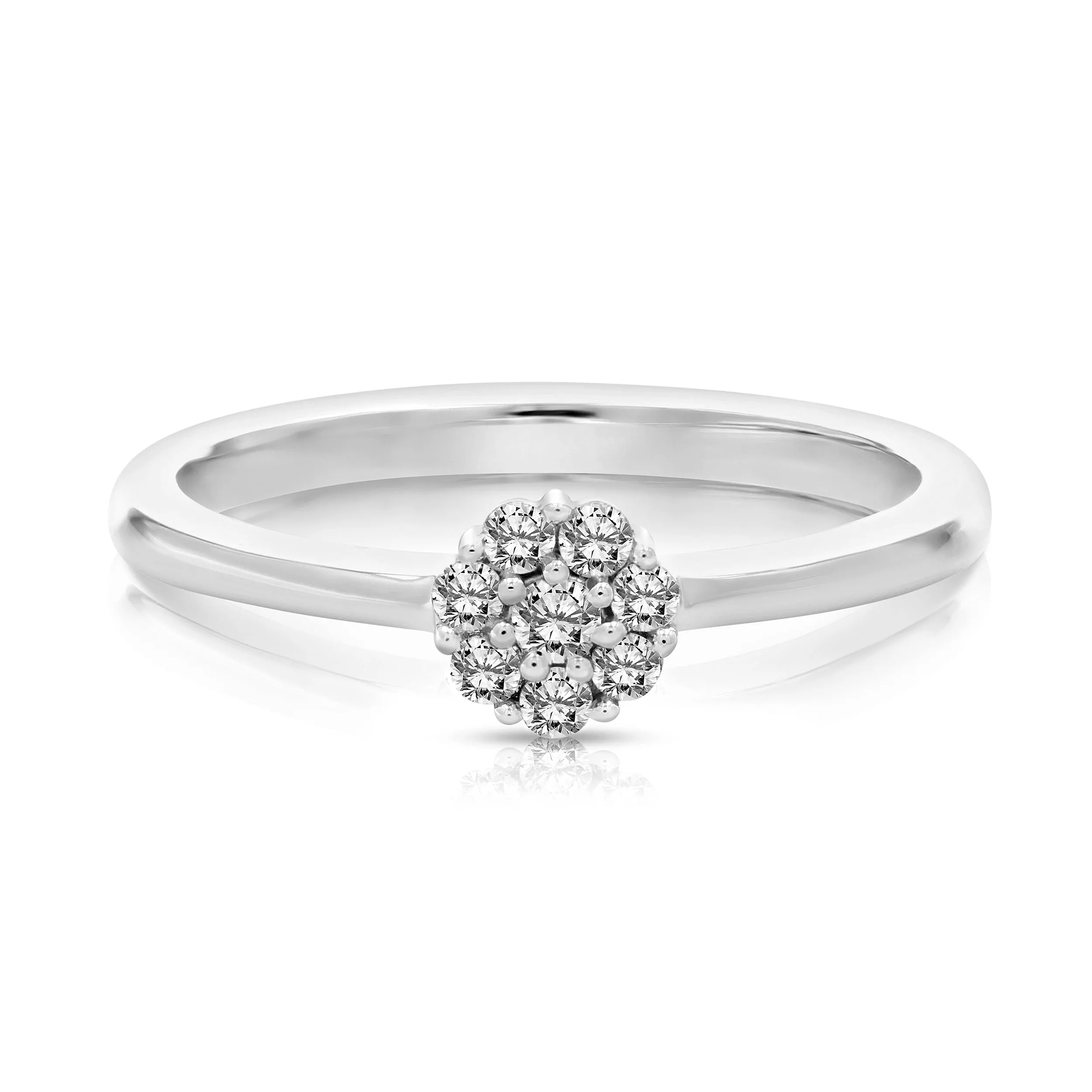 0.15 cttw 7-Stone Diamond Cluster Composite Ring in 10K White Gold