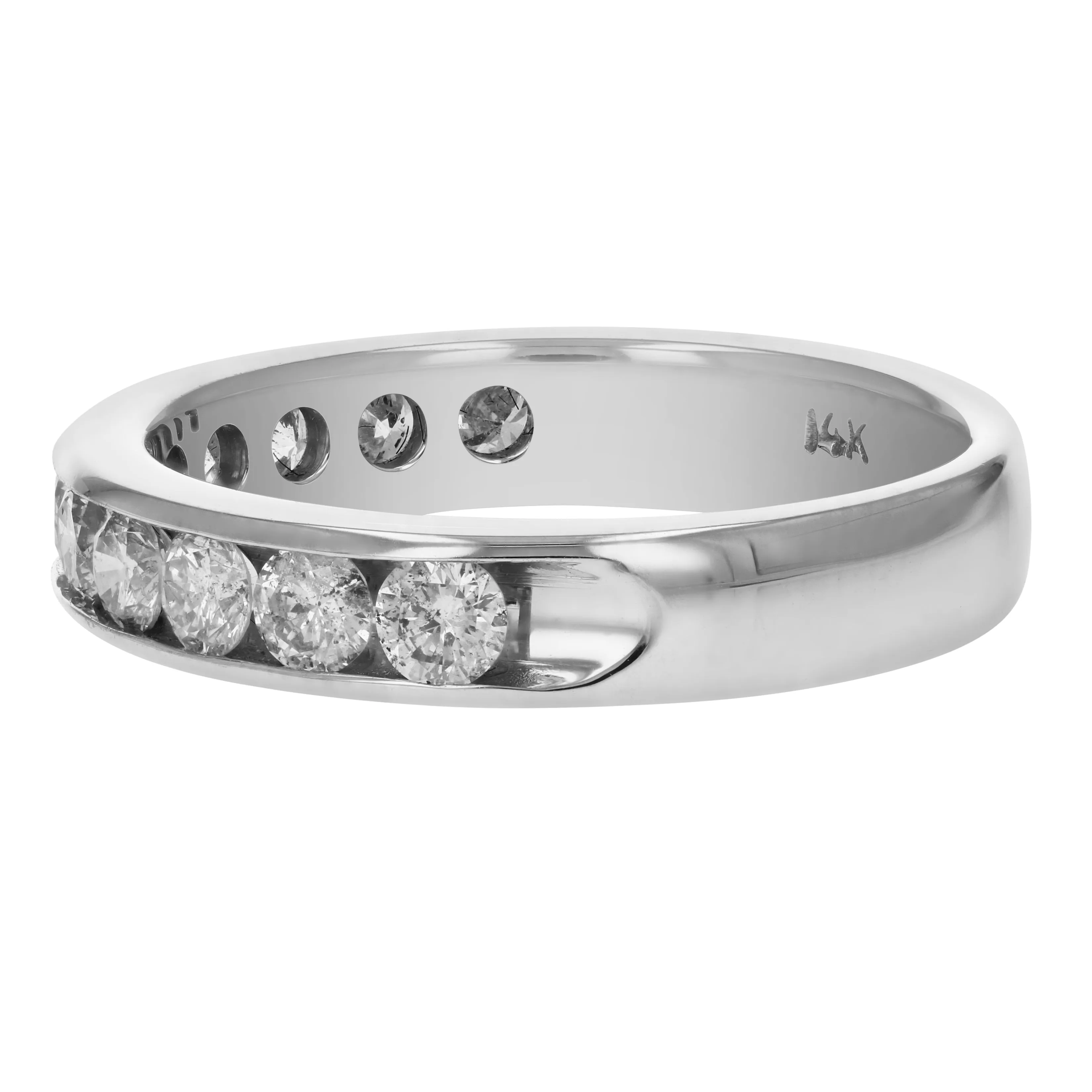 1 cttw Diamond Channel Machine Wedding Band in 14K White Gold