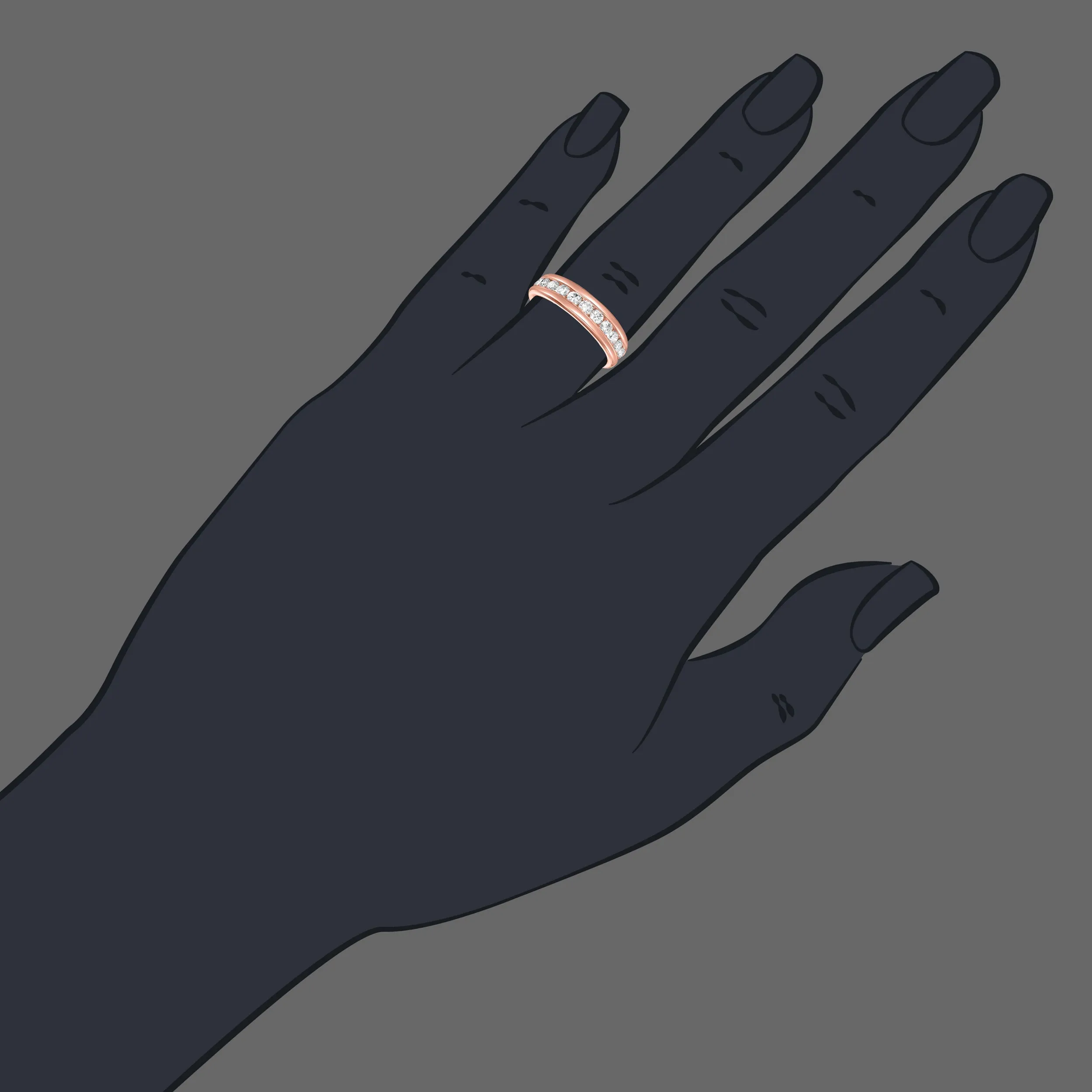 1 cttw Diamond Channel set Wedding Band in 14K Rose Gold