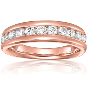 1 cttw Diamond Channel set Wedding Band in 14K Rose Gold