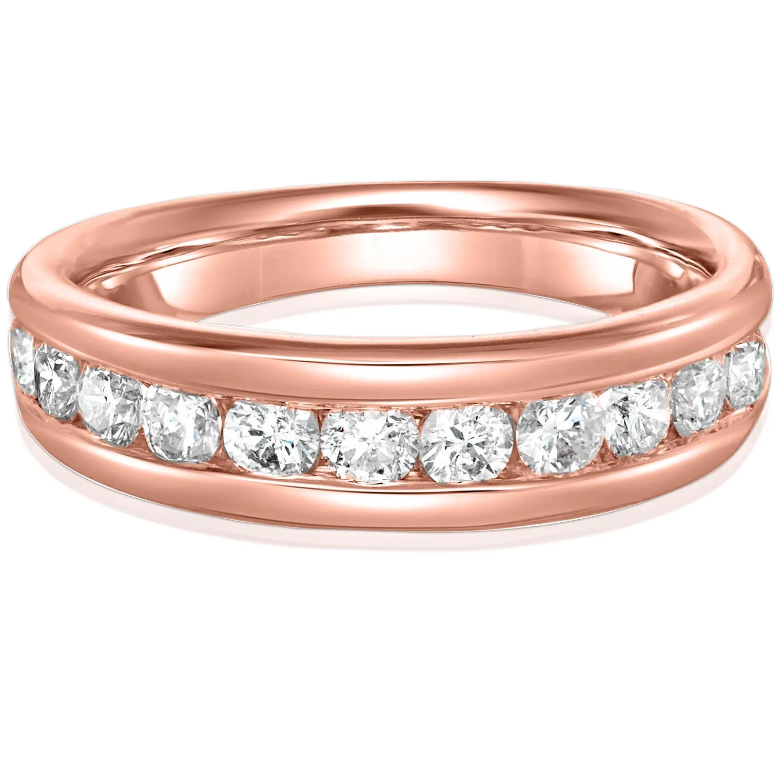 1 cttw Diamond Channel set Wedding Band in 14K Rose Gold