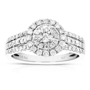 1 cttw Diamond Halo Composite Ring in 14K White Gold