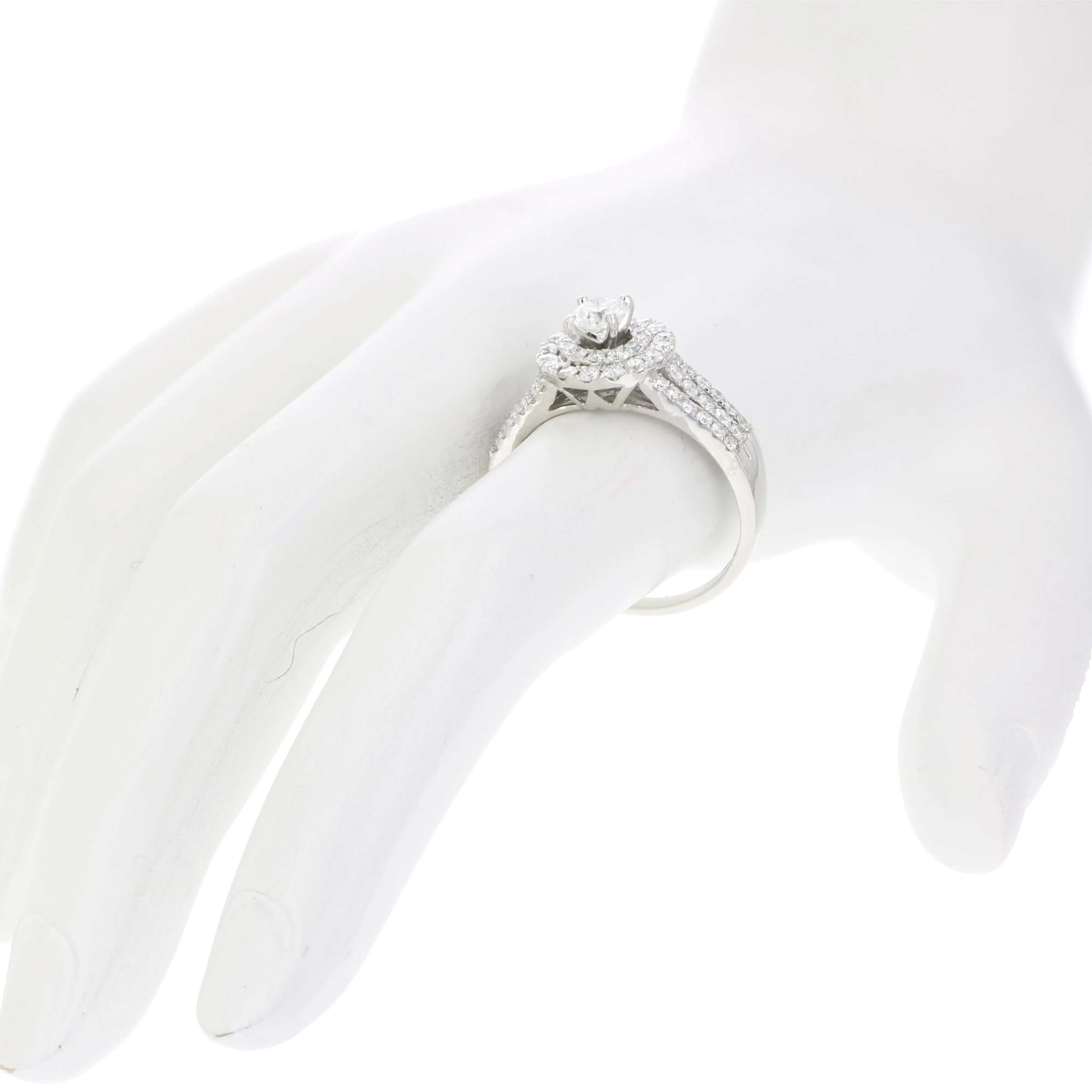 1 cttw Diamond Halo Composite Ring in 14K White Gold