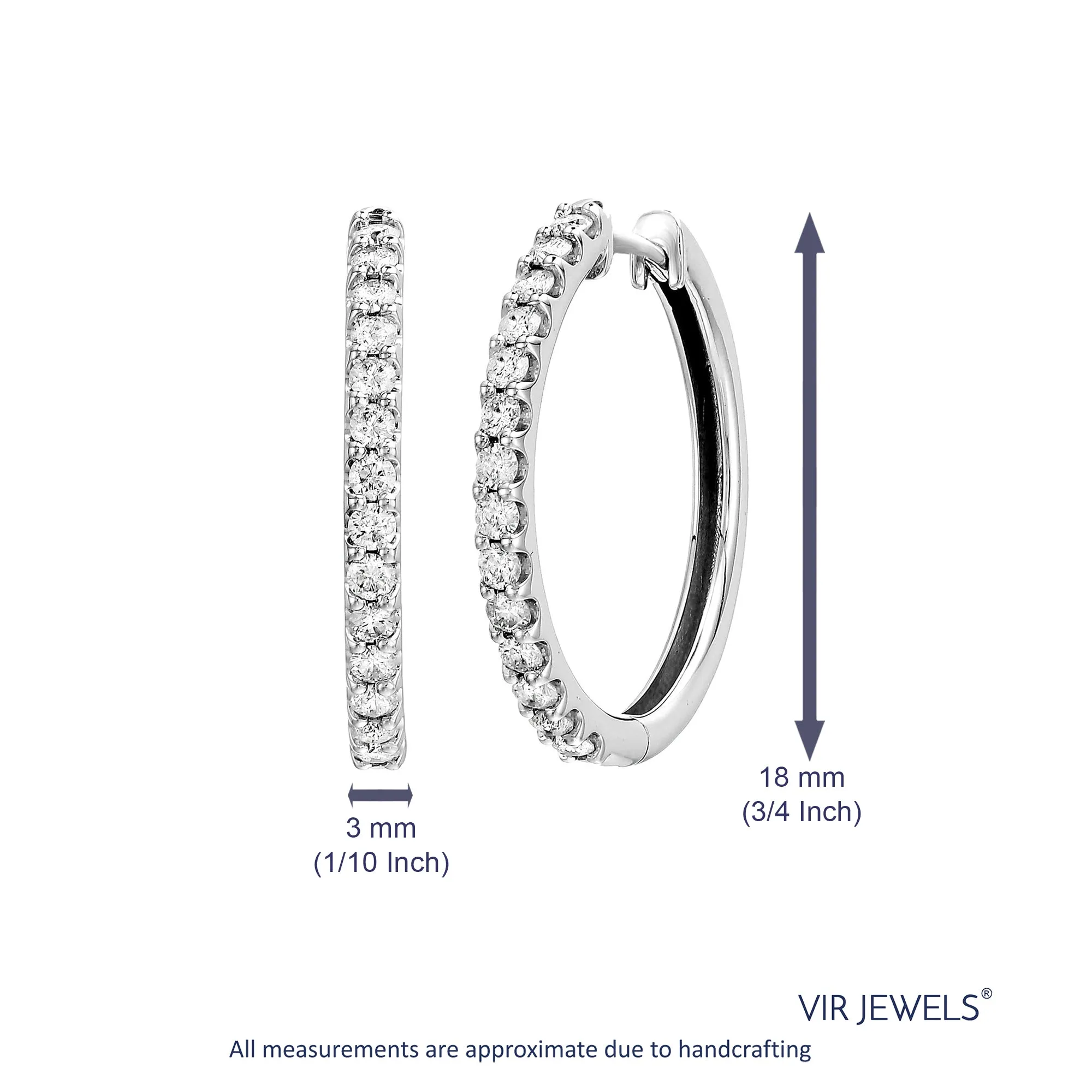 1 cttw Diamond Hoop Earrings in 10K Gold