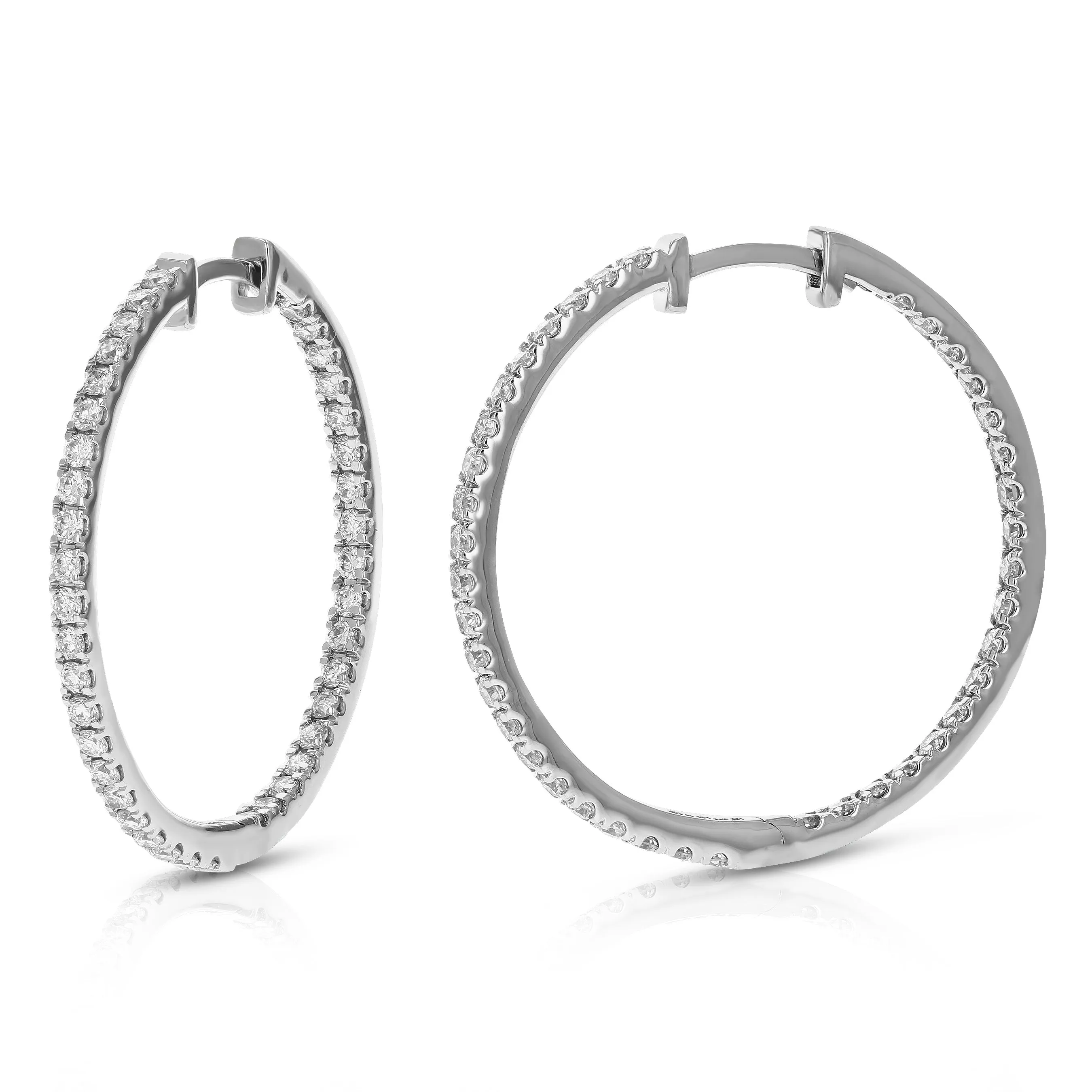 1 cttw Lab Grown Diamond Eternity Hoop Earring 14K White Gold