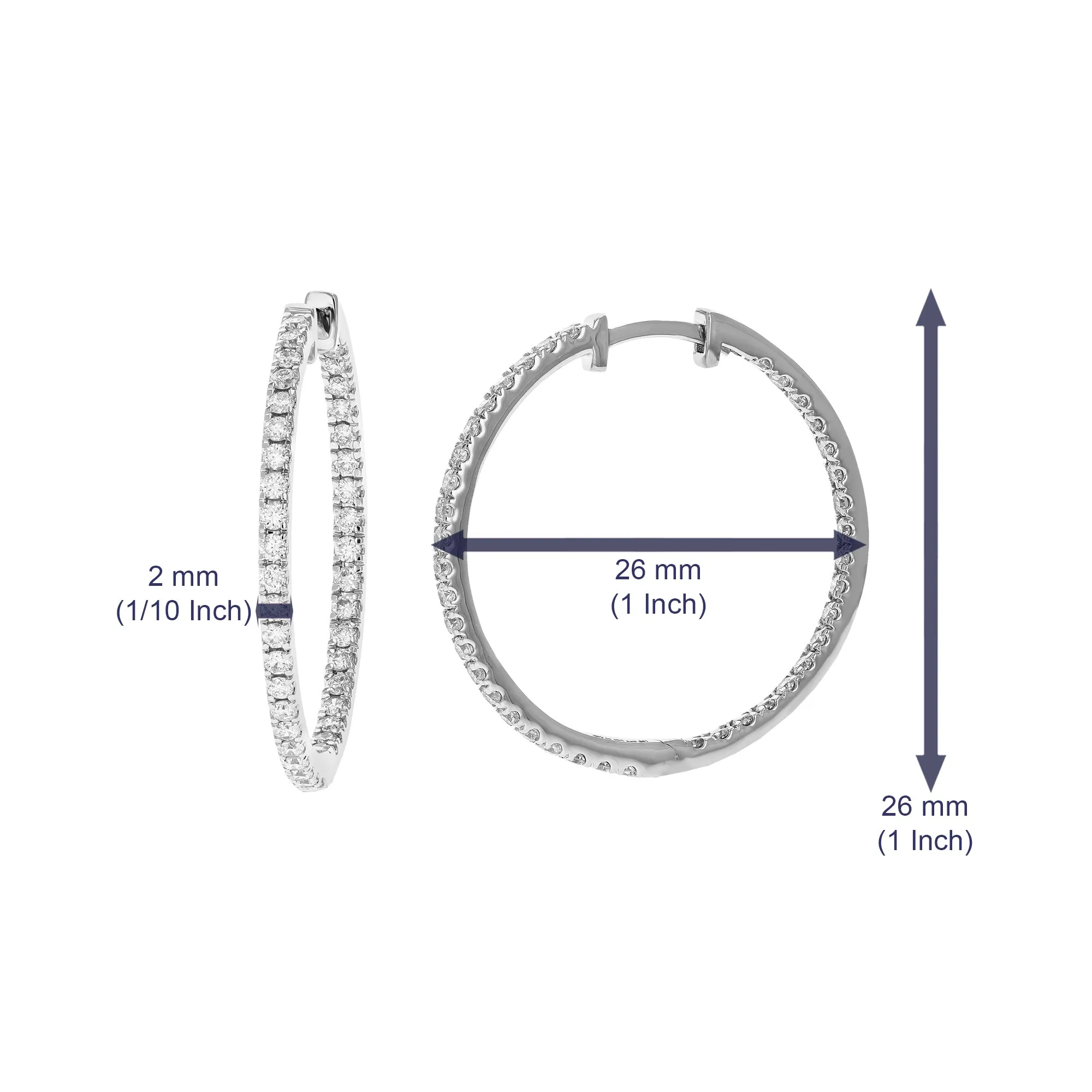 1 cttw Lab Grown Diamond Eternity Hoop Earring 14K White Gold
