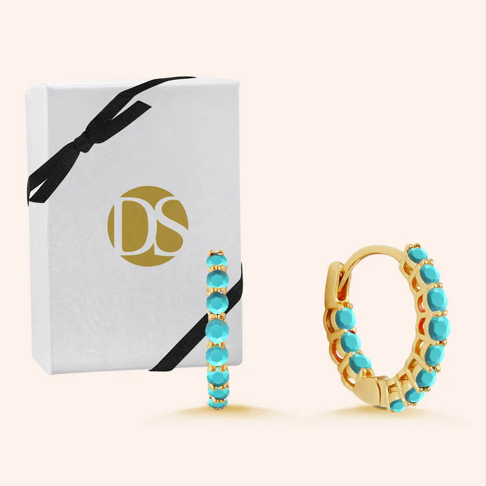 “1 Row Mini” 1.0ctw  Inside-outside Huggie Earrings - Gold Vermeil over Sterling Silver