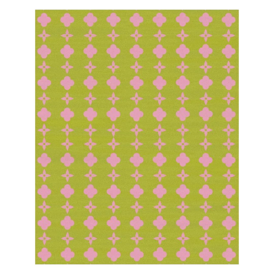 1001 Clover Stars Hand Tufted Rug - Cyber Lime
