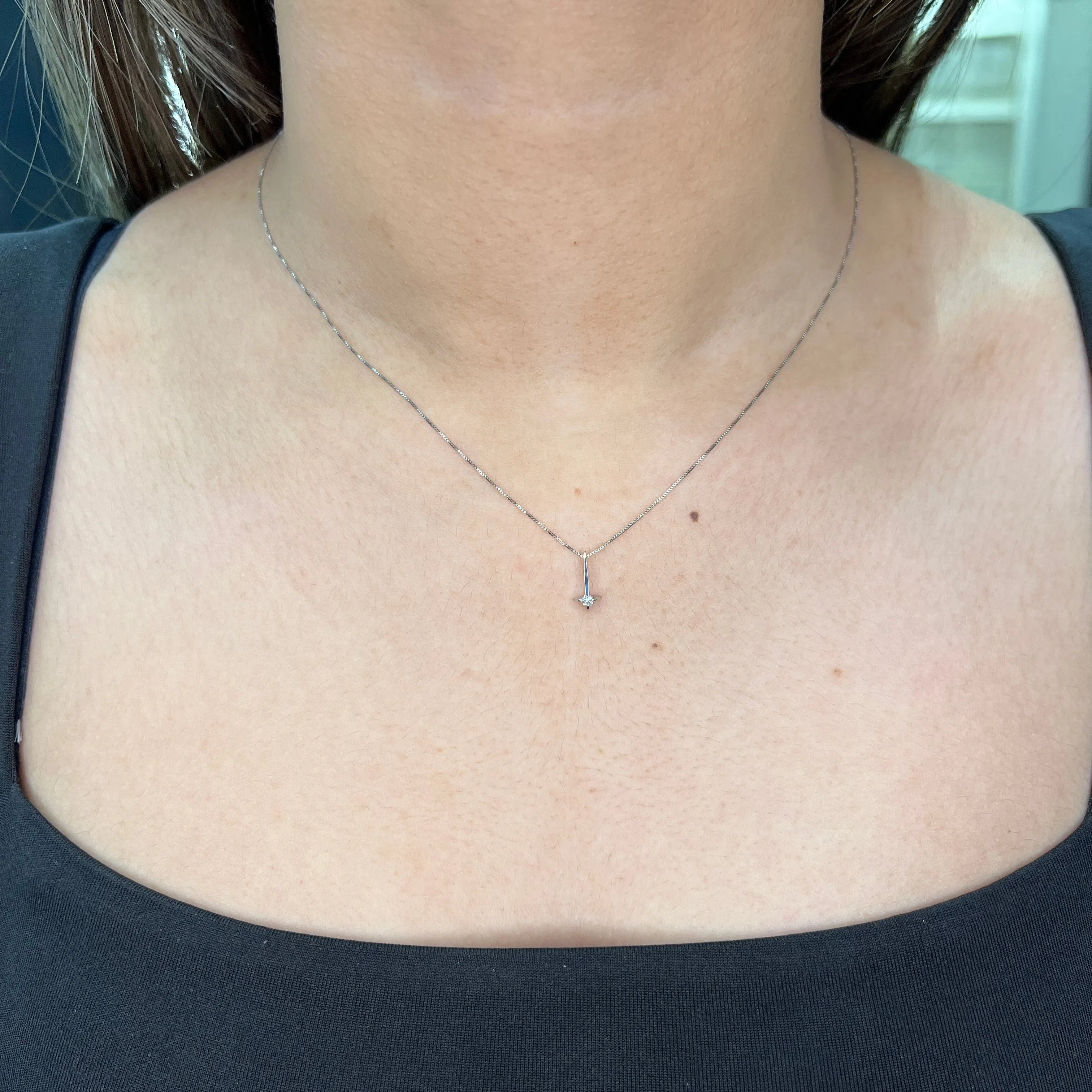10K White Gold (0.035ct) Fancy Diamond Solitaire Pendant