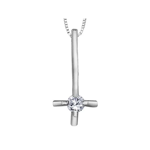 10K White Gold (0.035ct) Fancy Diamond Solitaire Pendant