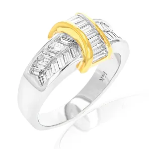 1.10 cttw Baguette Diamond Wedding Band in 14K two-tone gold