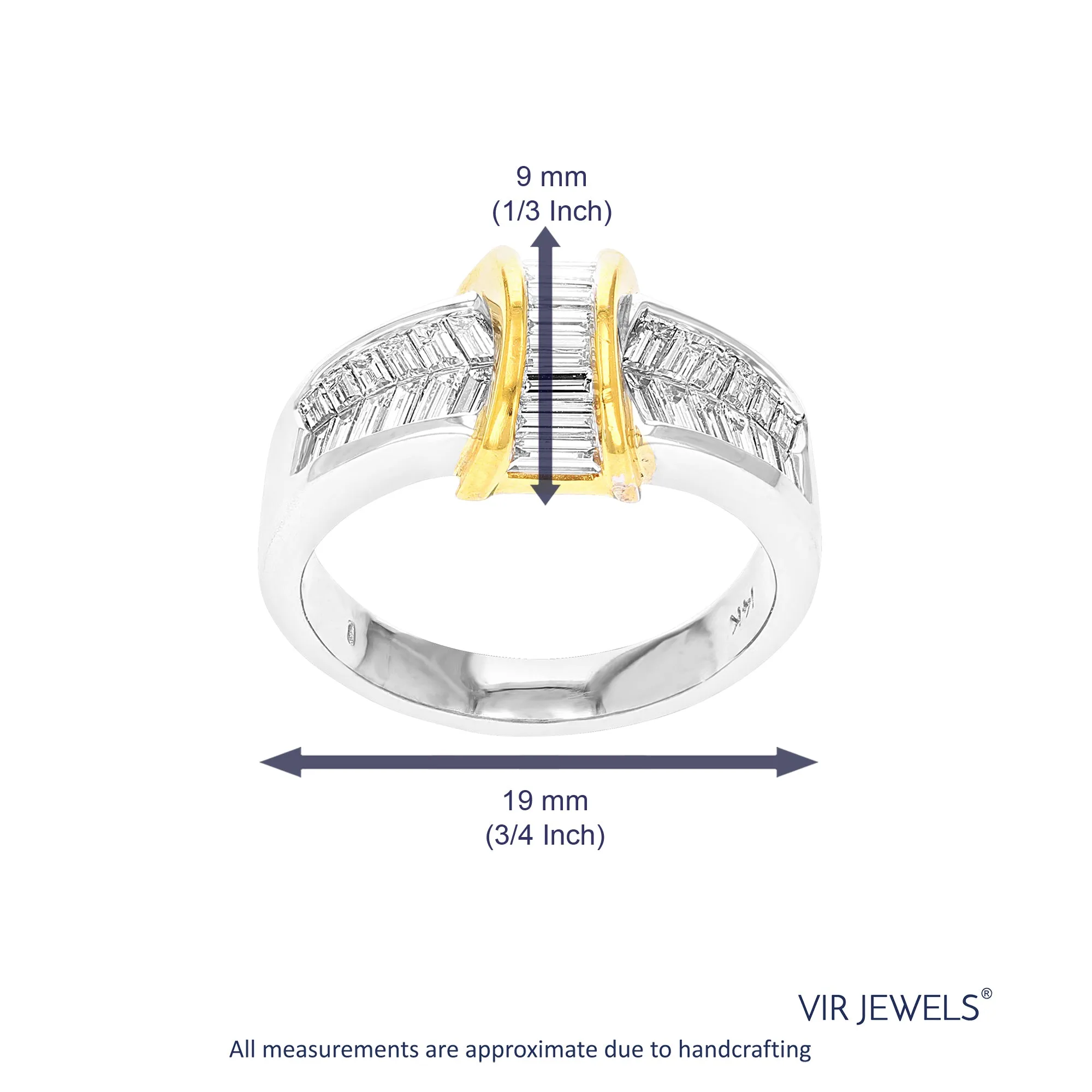 1.10 cttw Baguette Diamond Wedding Band in 14K two-tone gold