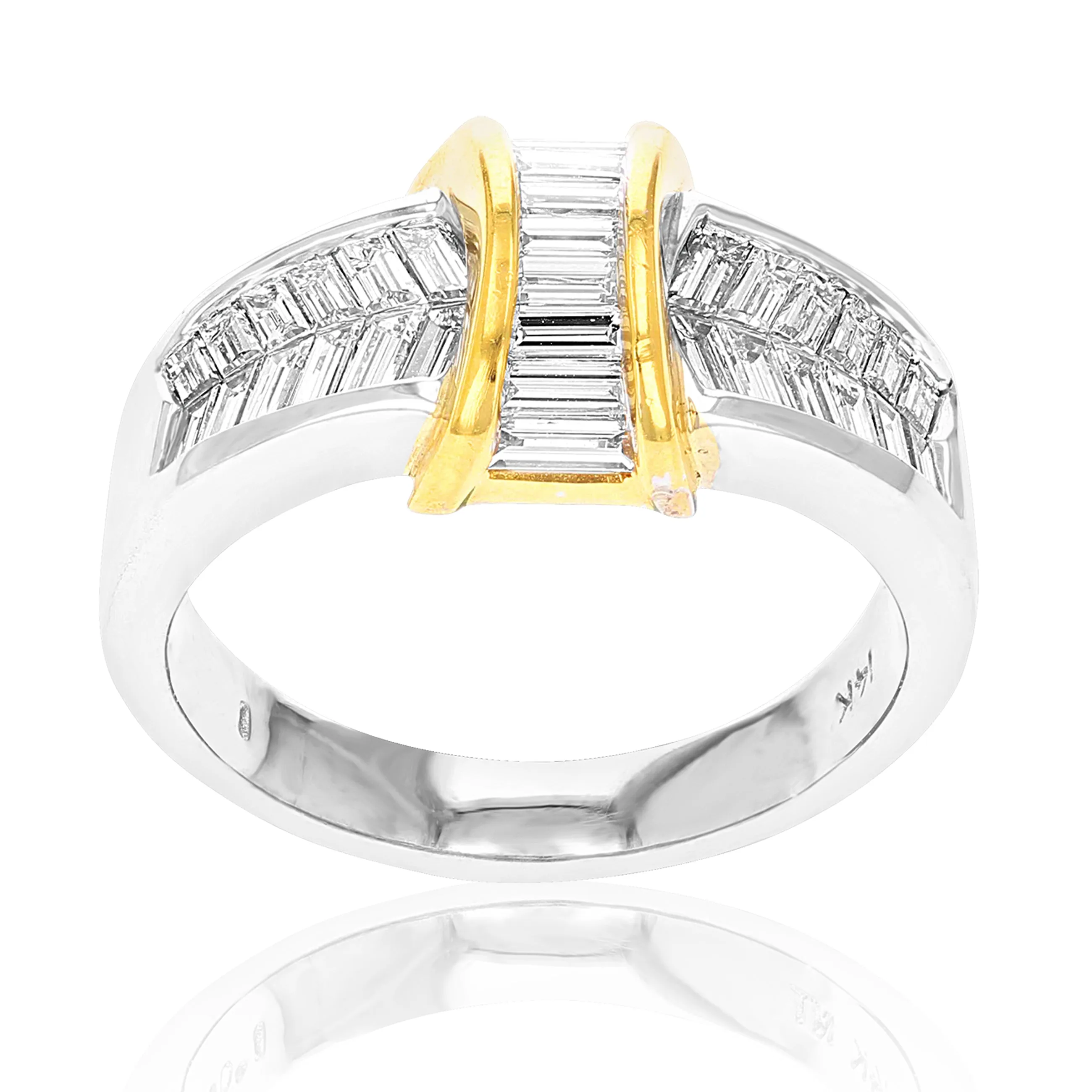 1.10 cttw Baguette Diamond Wedding Band in 14K two-tone gold