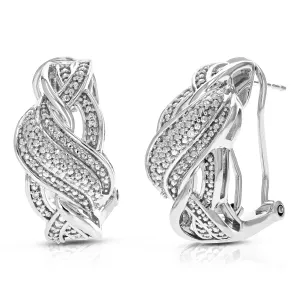 1/10 cttw Lab Grown Diamond Curve Hoop Earrings in Sterling Silver