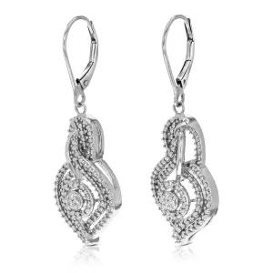 1/10 cttw Lab Grown Diamond Swirl Dangle Earrings in .925 Silver