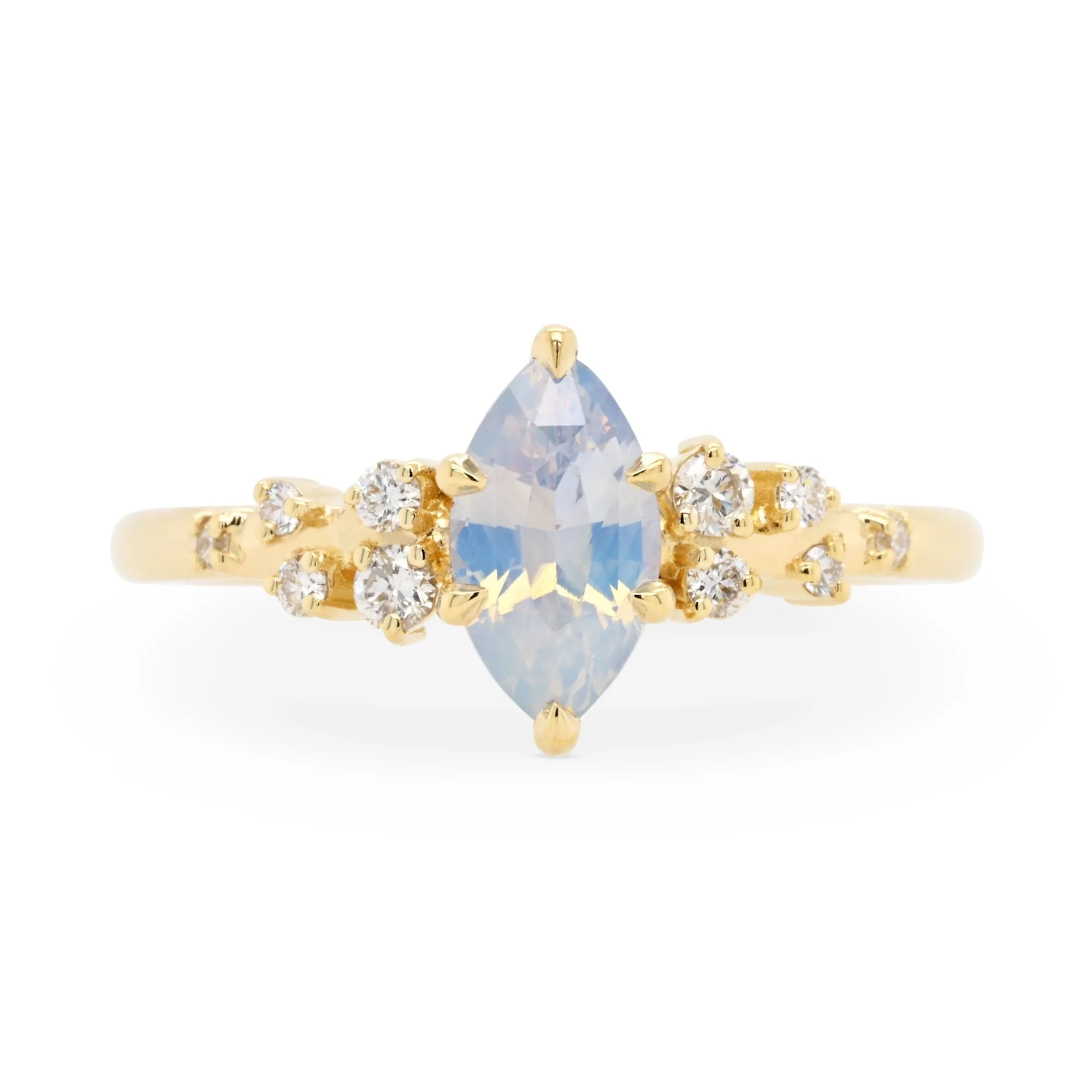 1.17ct Cielo Opalescent Marquise Sapphire & Diamond Engagement Ring
