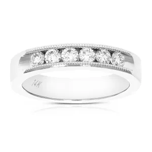1/2 cttw Diamond Machine Wedding Band in 14K White Gold