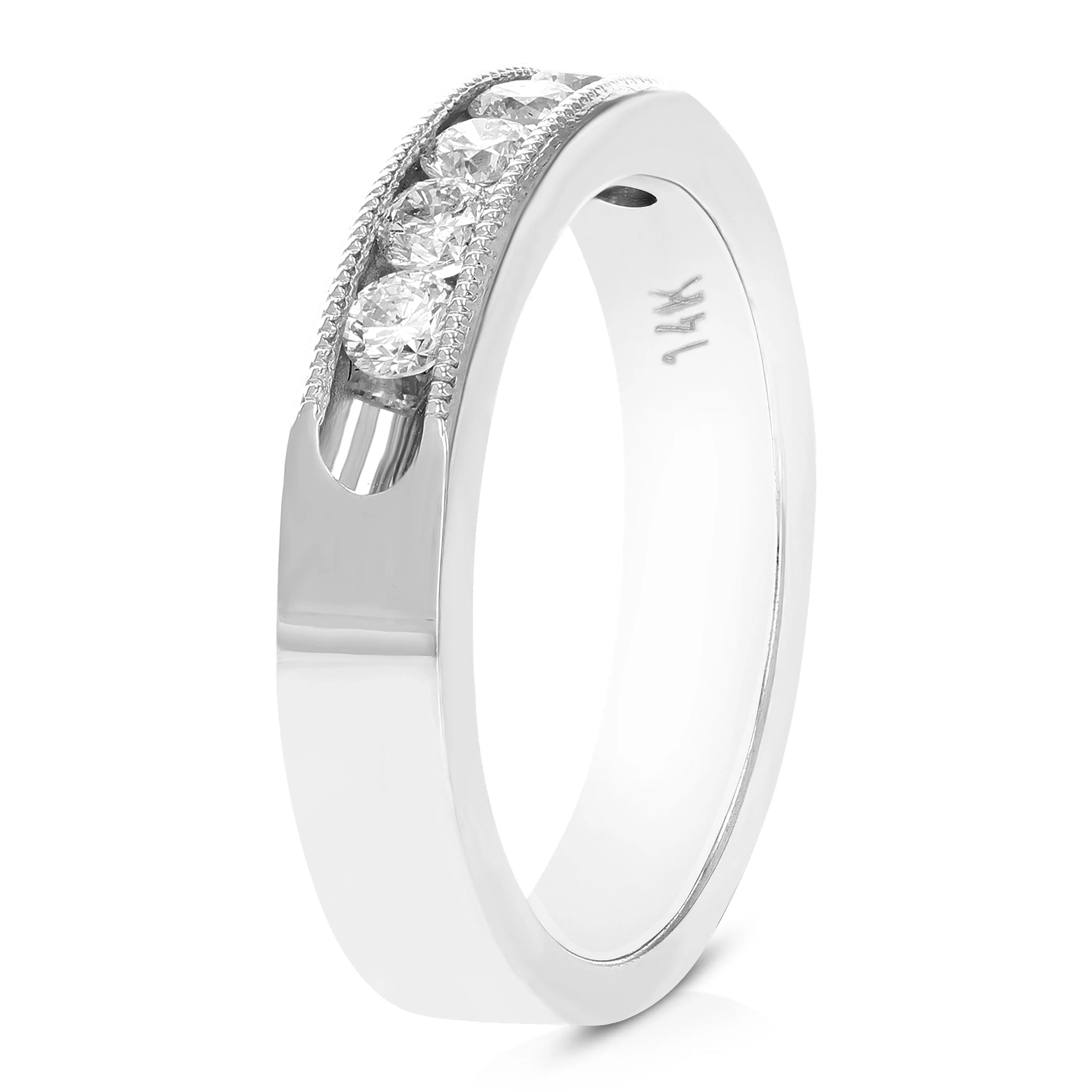 1/2 cttw Diamond Machine Wedding Band in 14K White Gold