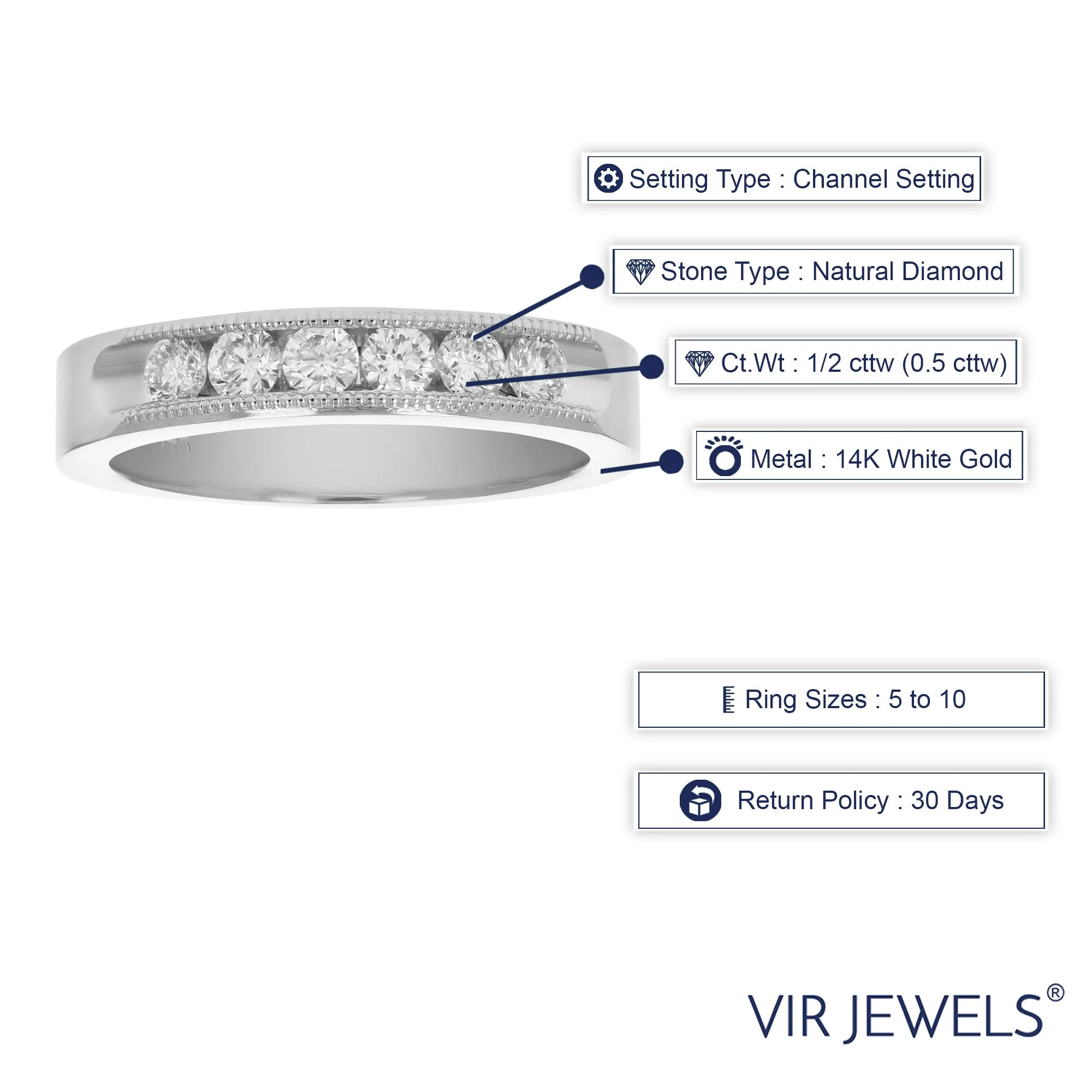 1/2 cttw Diamond Machine Wedding Band in 14K White Gold