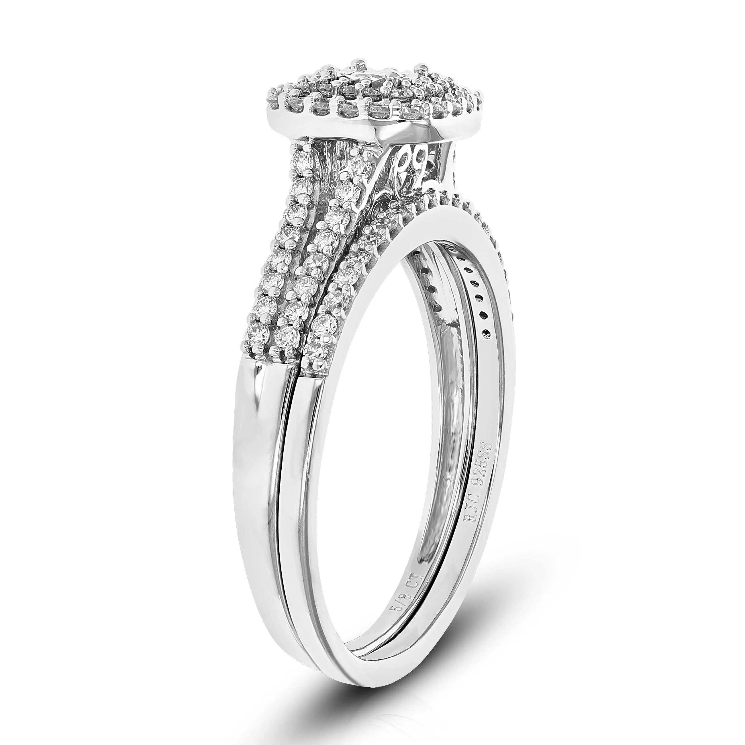 1/2 cttw Lab Grown Diamond Cushion Bridal Set in Sterling Silver