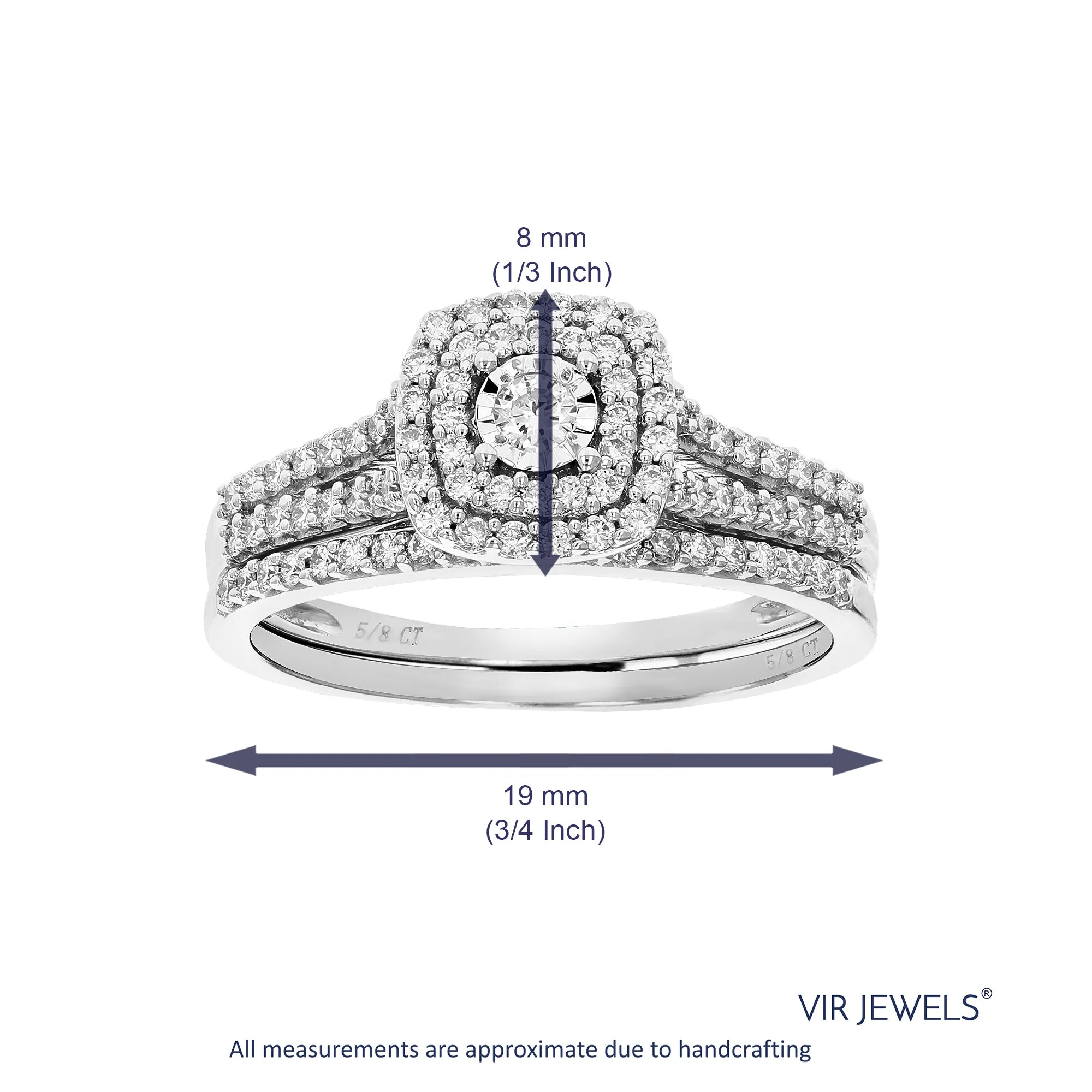 1/2 cttw Lab Grown Diamond Cushion Bridal Set in Sterling Silver