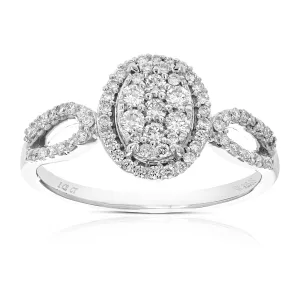 1/2 cttw Lab Grown Diamond Engagement Oval Ring Sterling Silver