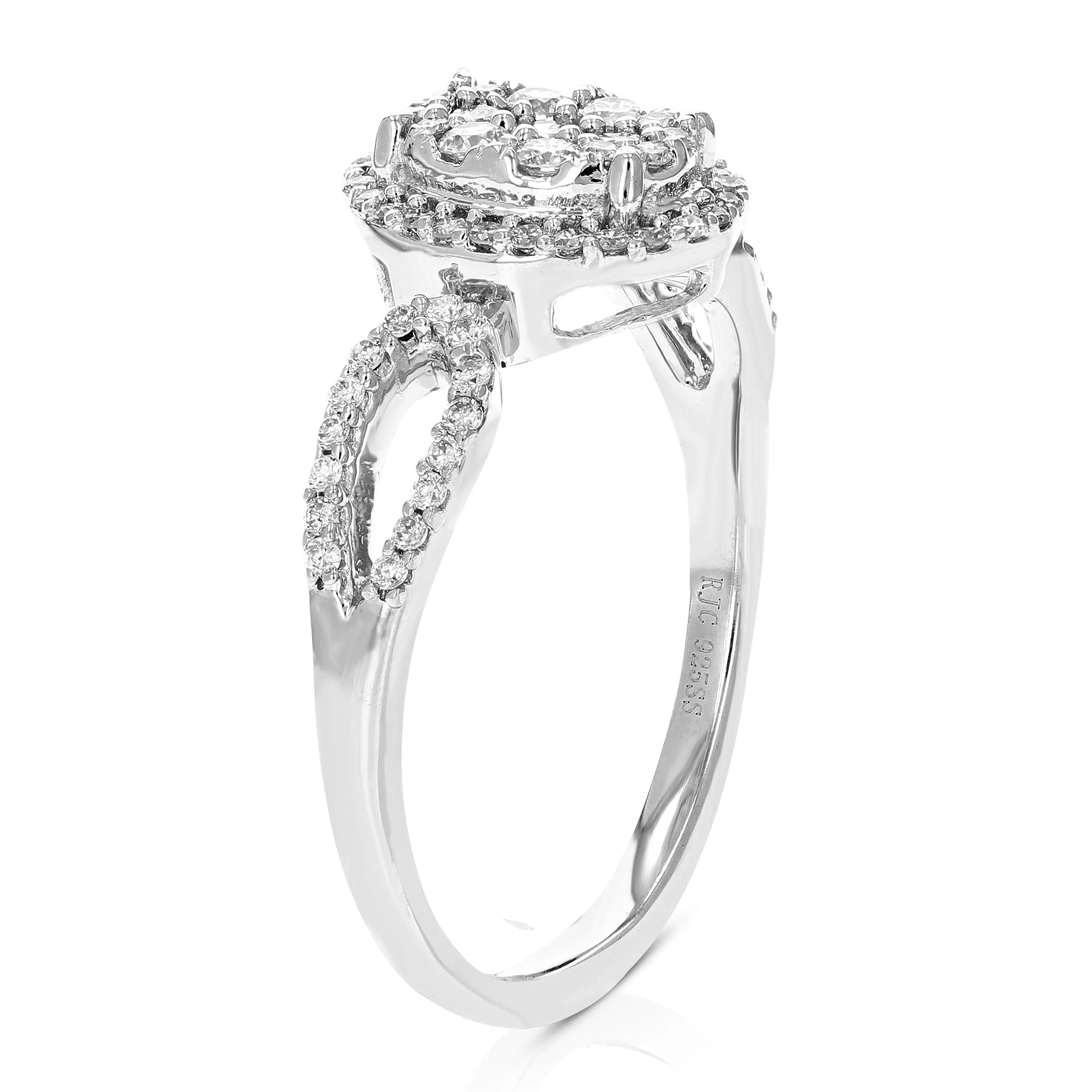1/2 cttw Lab Grown Diamond Engagement Oval Ring Sterling Silver