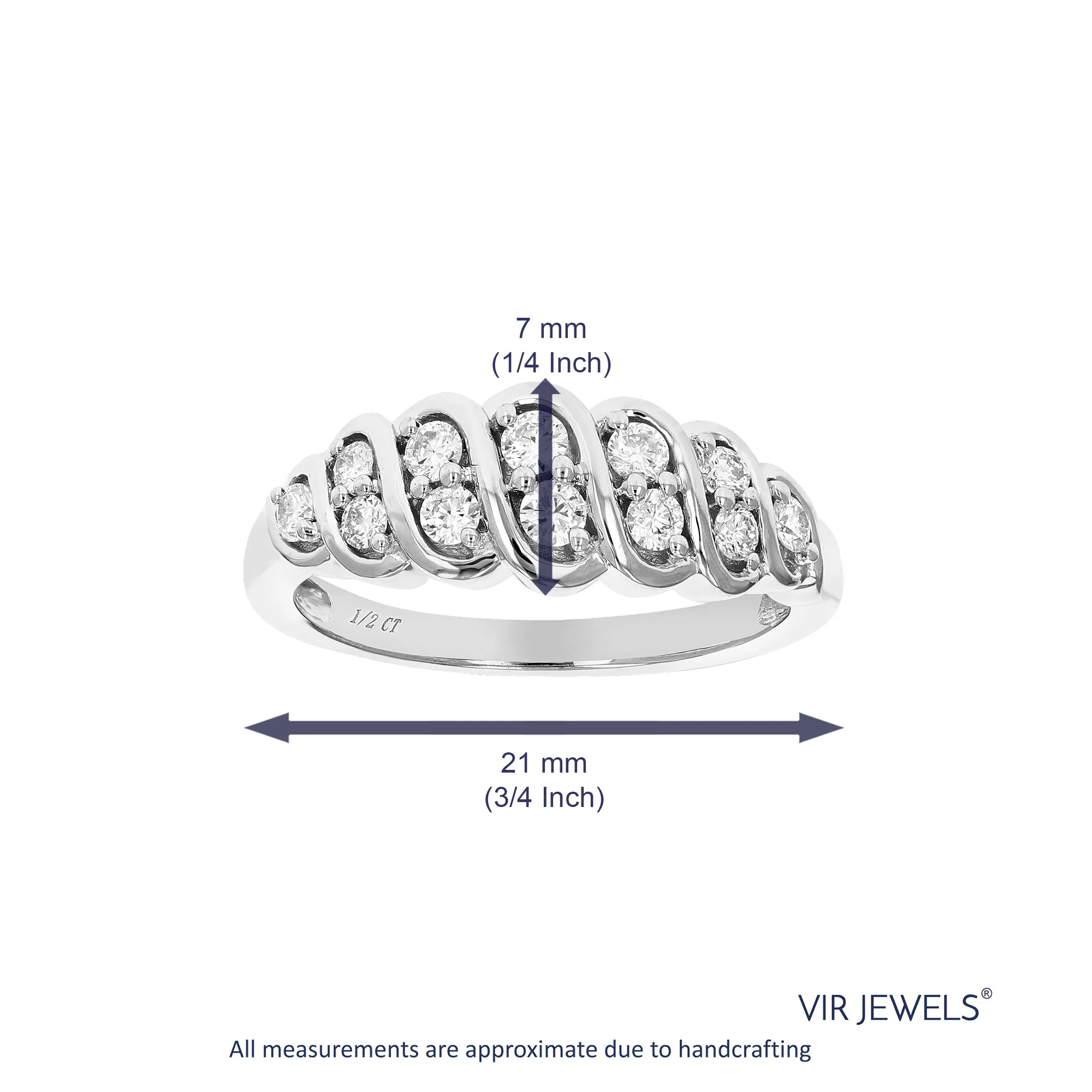 1/2 cttw Lab Grown Diamond Multi Twist Wedding Band in Silver