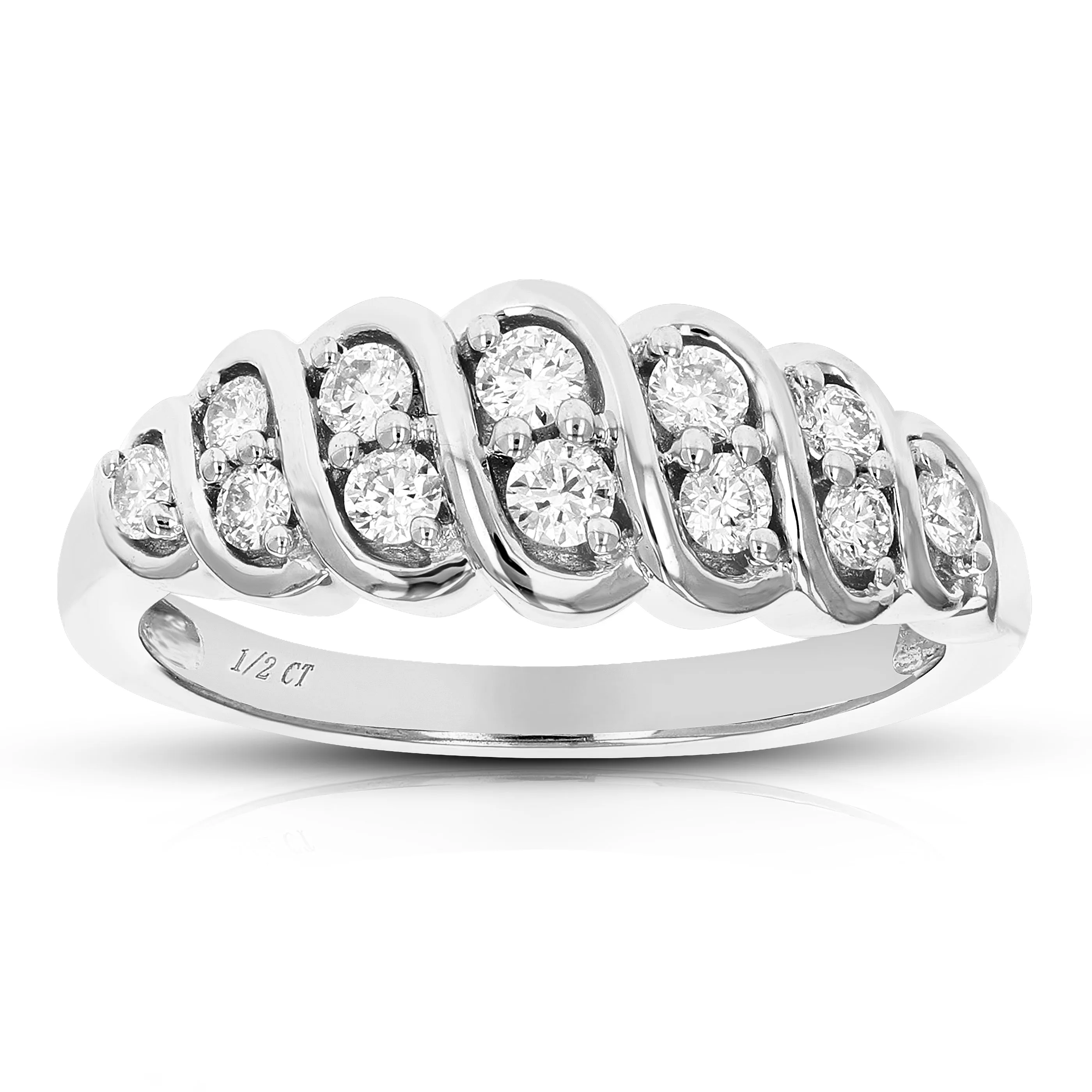 1/2 cttw Lab Grown Diamond Multi Twist Wedding Band in Silver