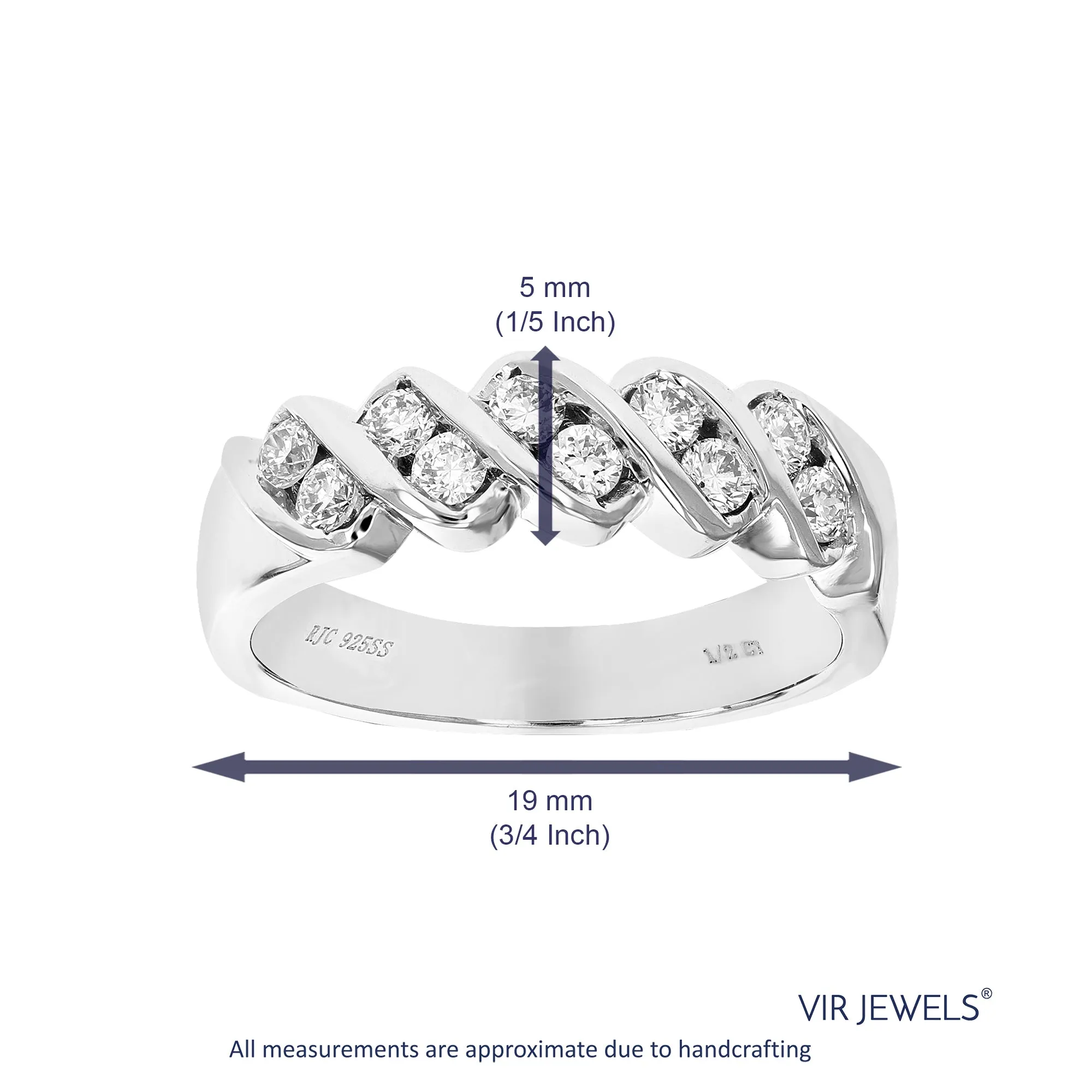 1/2 cttw Lab Grown Diamond Swirl Wedding Band in Sterling Silver