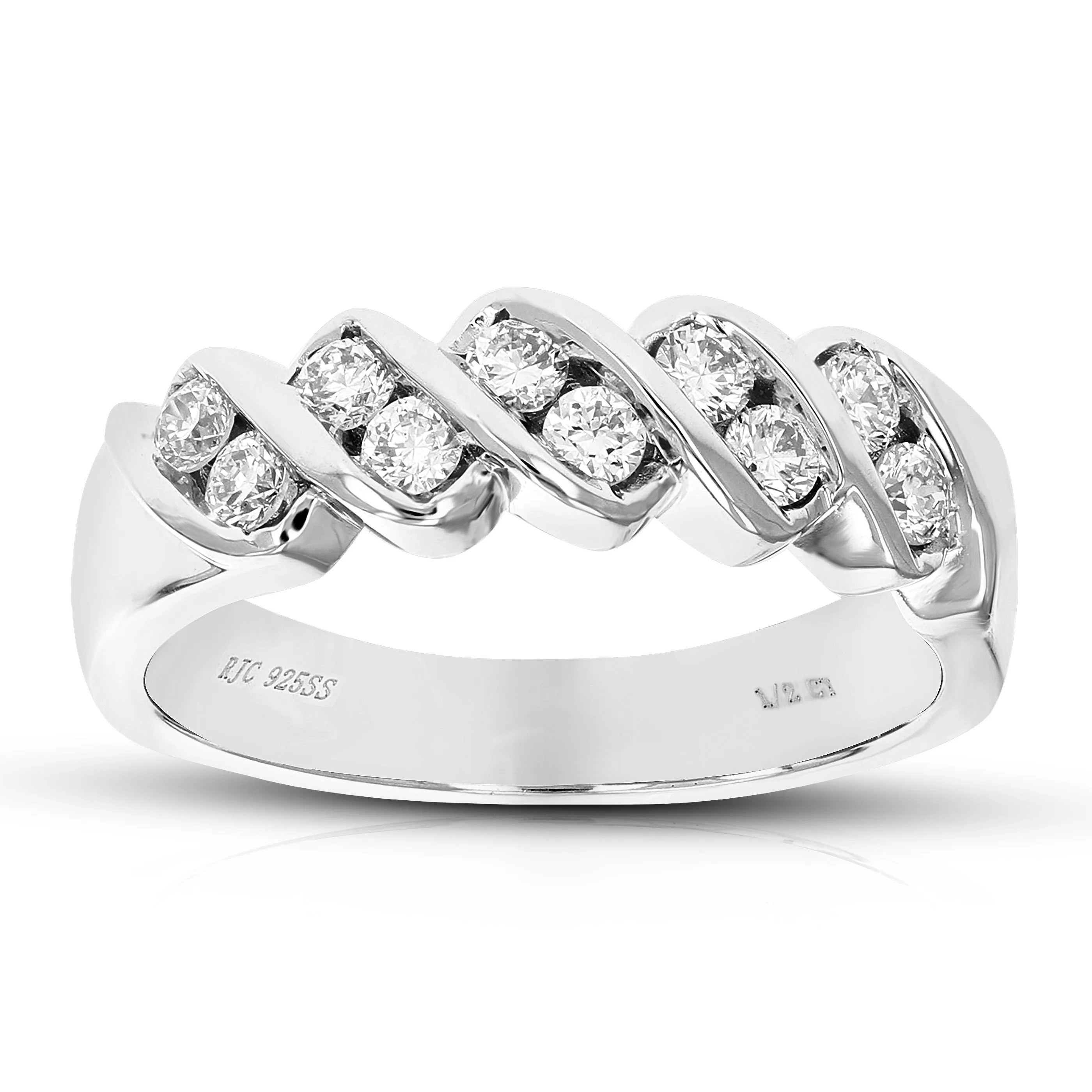 1/2 cttw Lab Grown Diamond Swirl Wedding Band in Sterling Silver