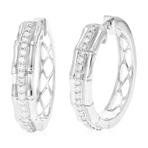 1/2 cttw Lab Grown Round Diamond Hoop Earrings in Sterling Silver