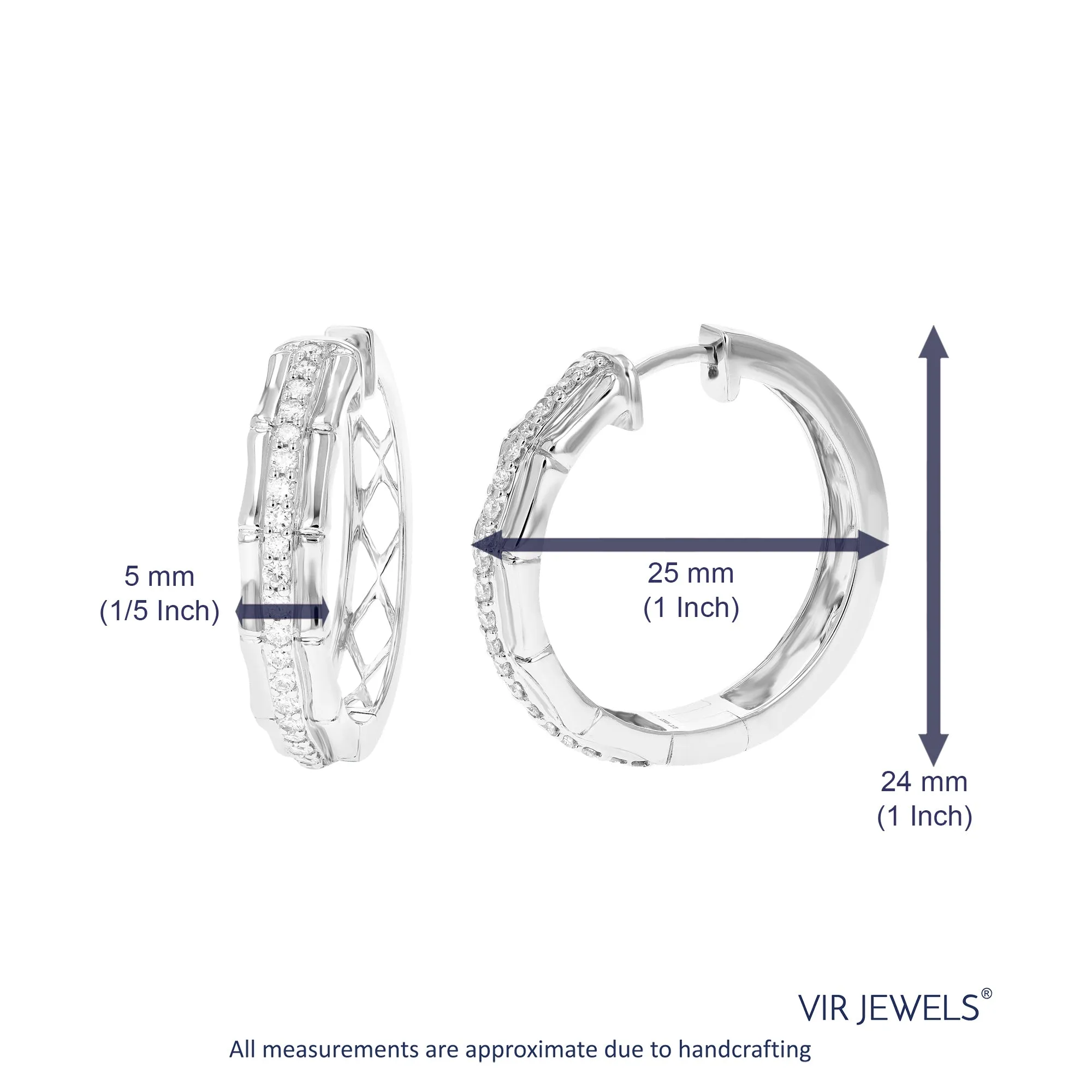 1/2 cttw Lab Grown Round Diamond Hoop Earrings in Sterling Silver