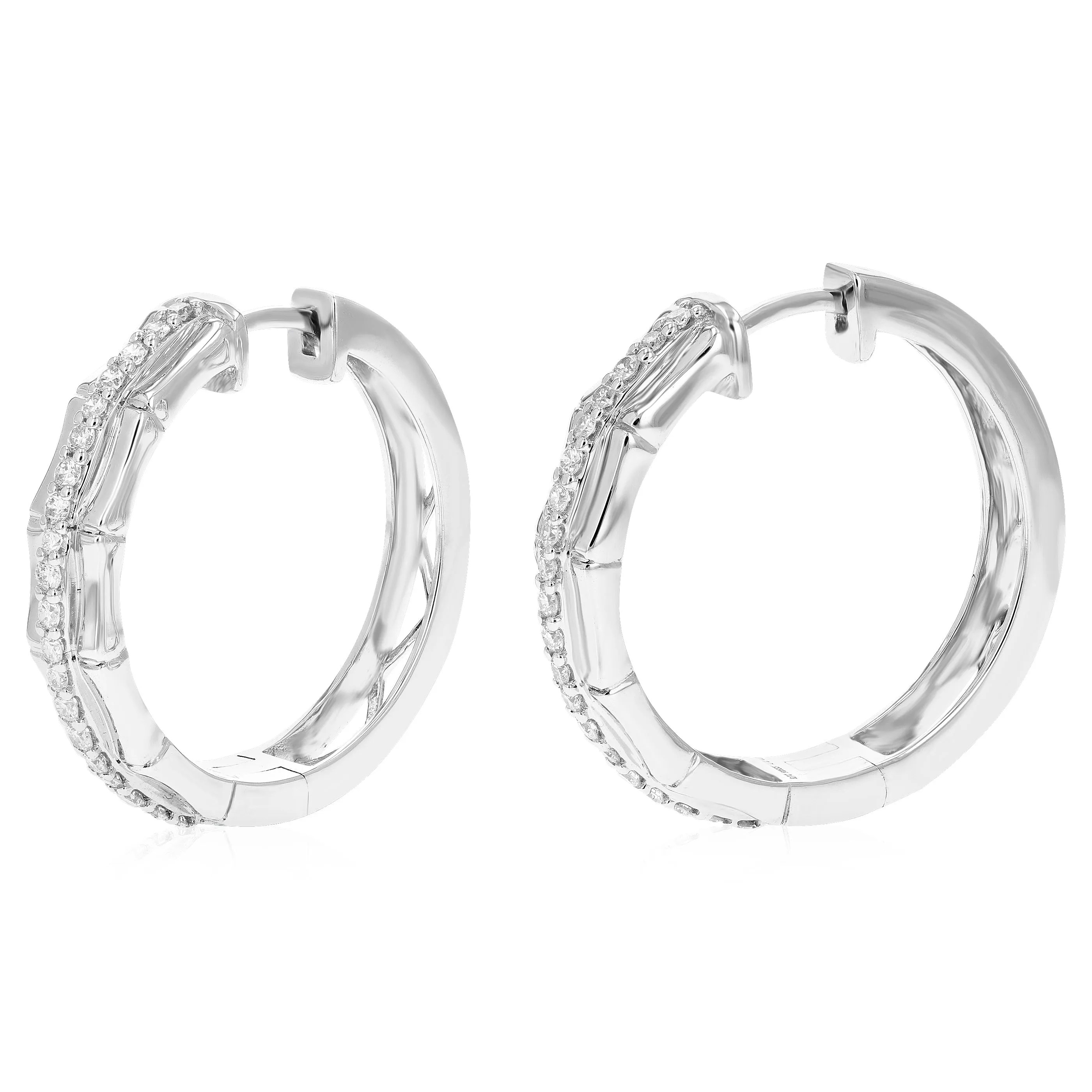 1/2 cttw Lab Grown Round Diamond Hoop Earrings in Sterling Silver