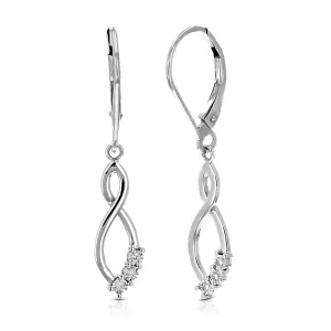 1/20 cttw Lab Grown Diamond Twisted Dangle Earrings in Silver