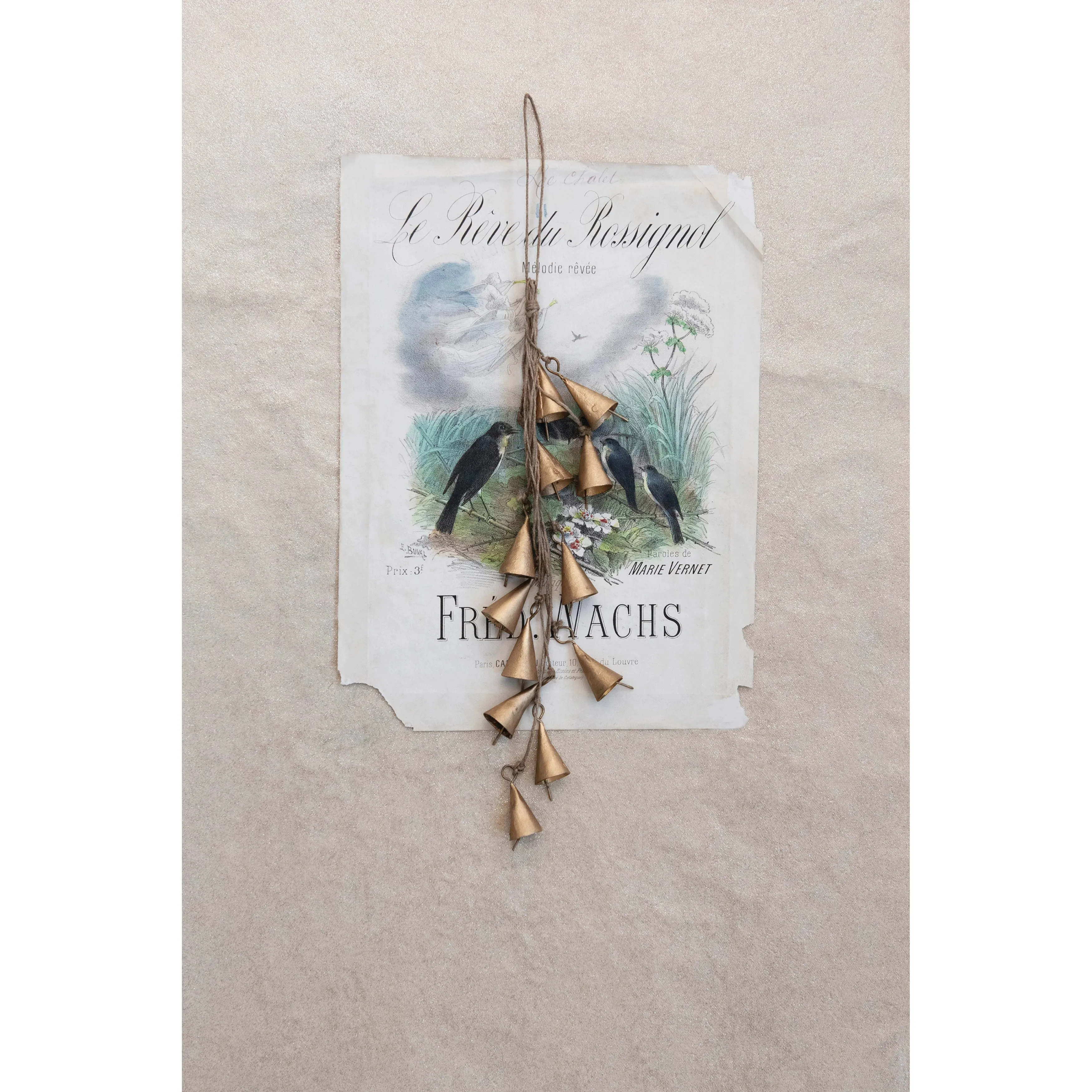 12.5" Brass Metal Bell Cluster