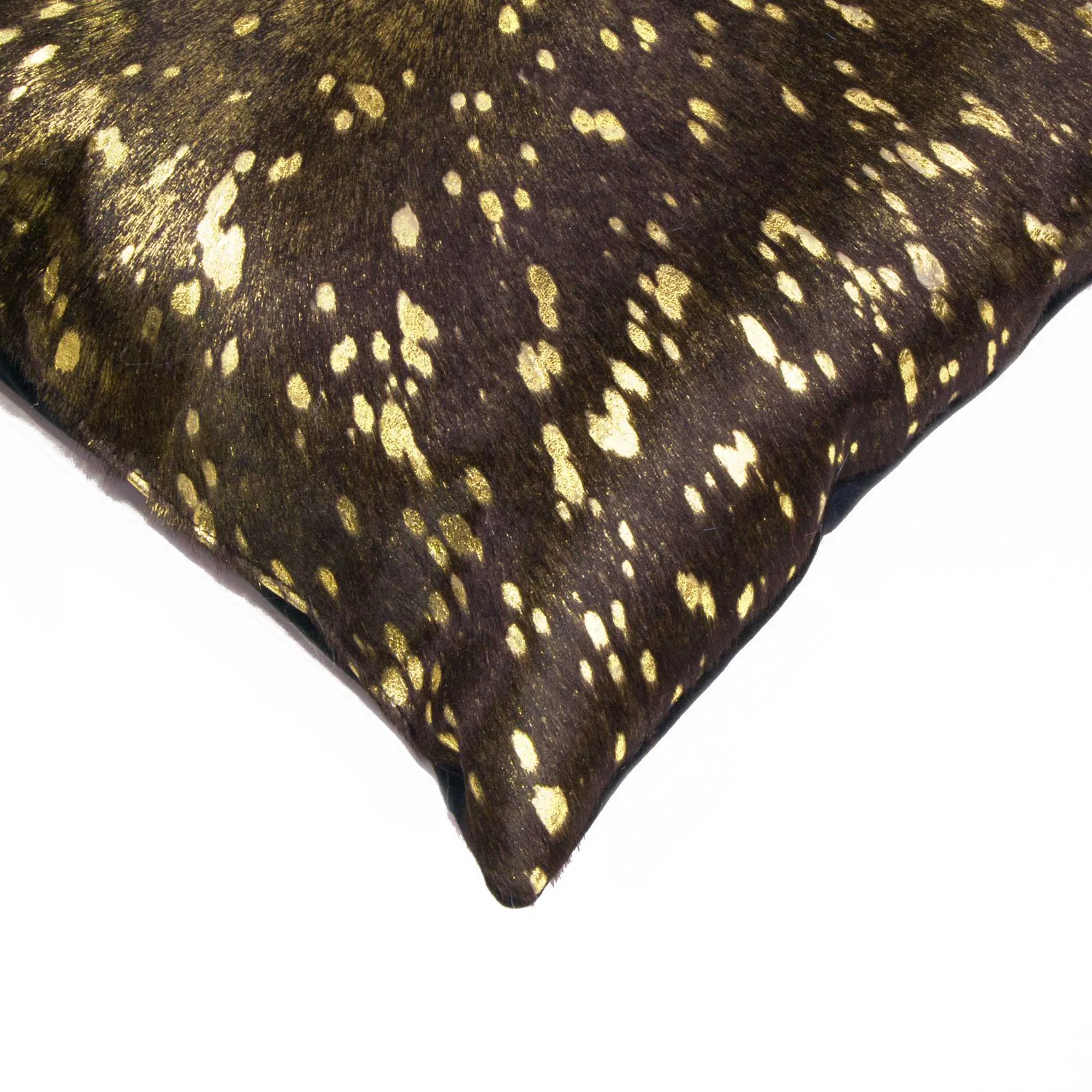12" x 20" x 5" Chocolate And Gold Cowhide Pillow