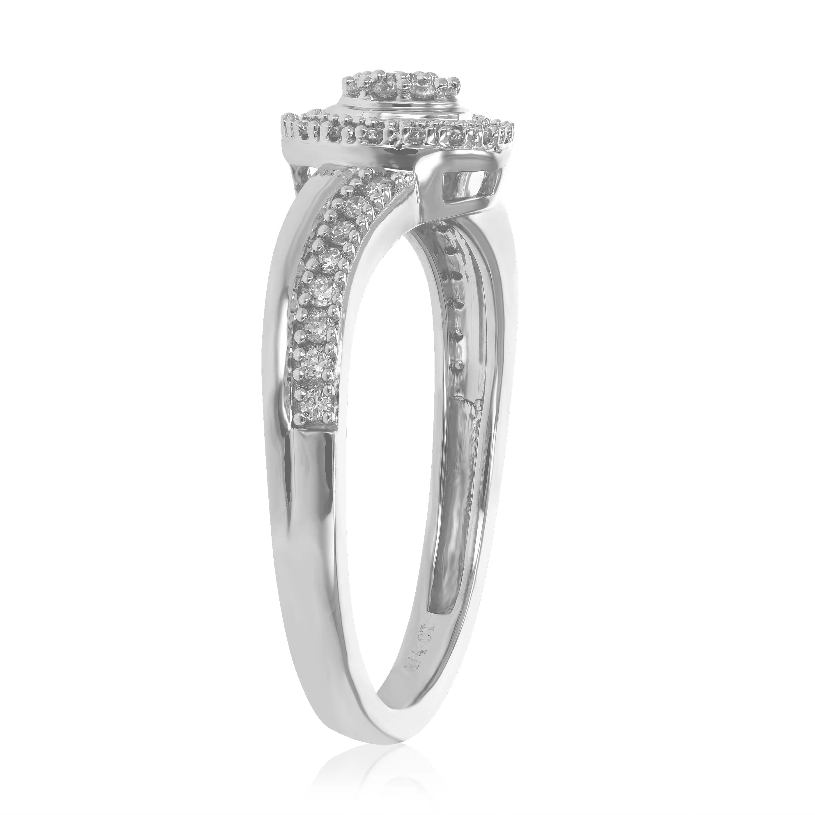 1/4 cttw Lab Grown Diamond Cluster Halo Engagement Ring in Silver