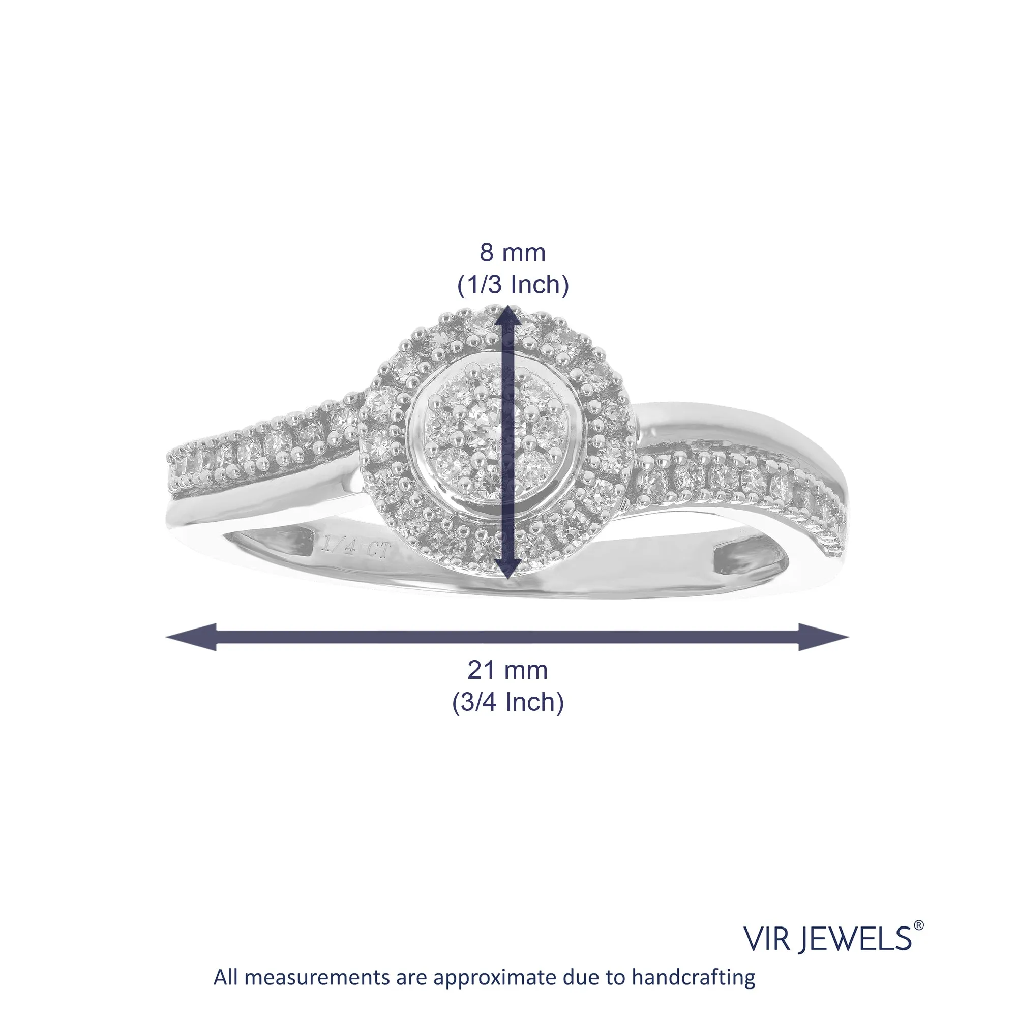 1/4 cttw Lab Grown Diamond Cluster Halo Engagement Ring in Silver