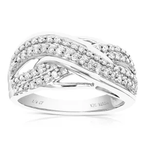 1/4 cttw Lab Grown Diamond Cross Over Wedding Band in Silver