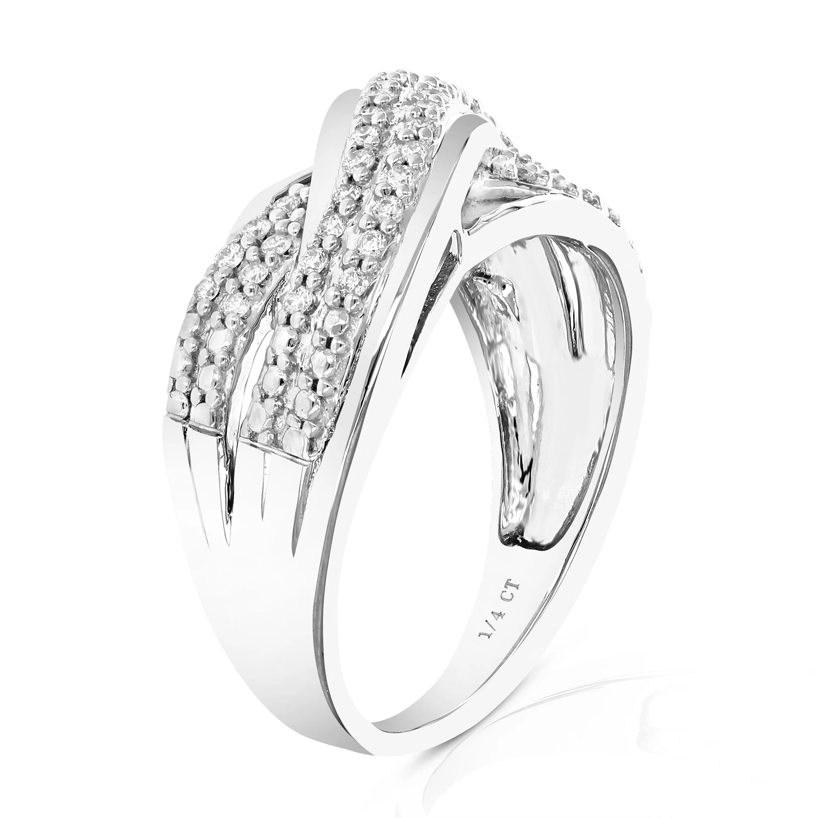 1/4 cttw Lab Grown Diamond Cross Over Wedding Band in Silver