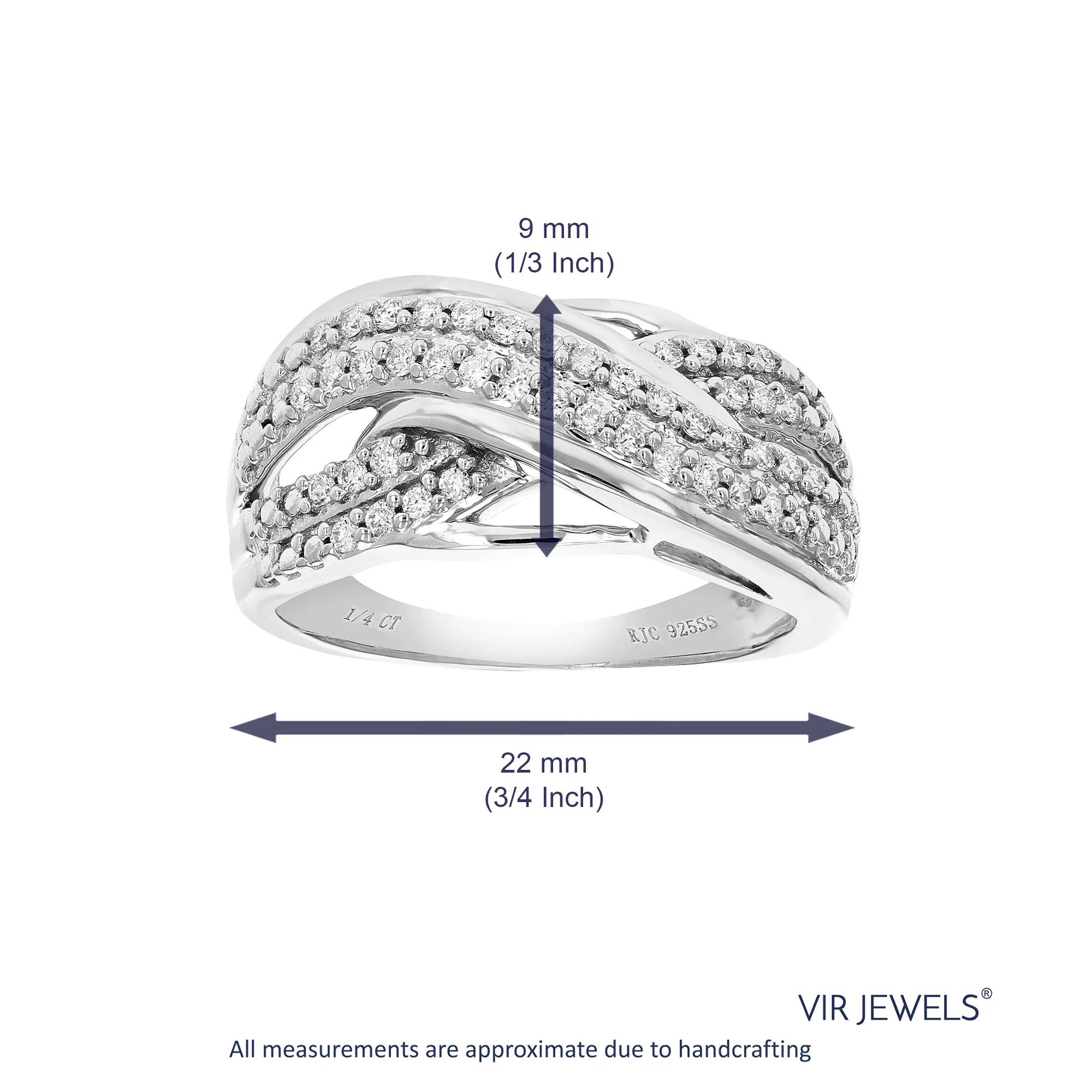 1/4 cttw Lab Grown Diamond Cross Over Wedding Band in Silver
