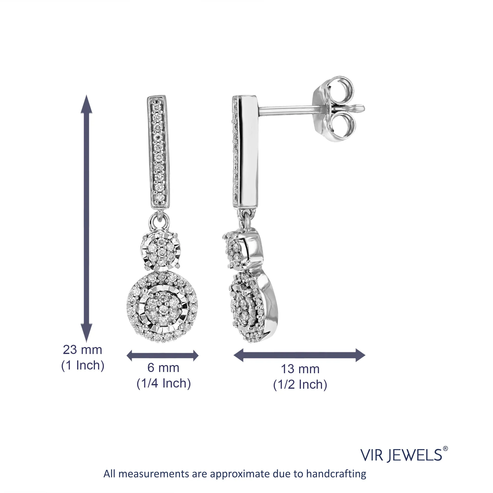 1/4 cttw Lab Grown Diamond Dangle Earrings in Sterling Silver