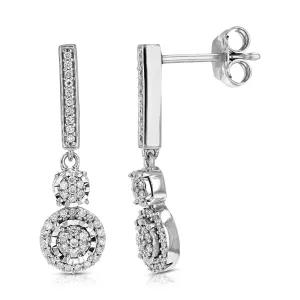 1/4 cttw Lab Grown Diamond Dangle Earrings in Sterling Silver