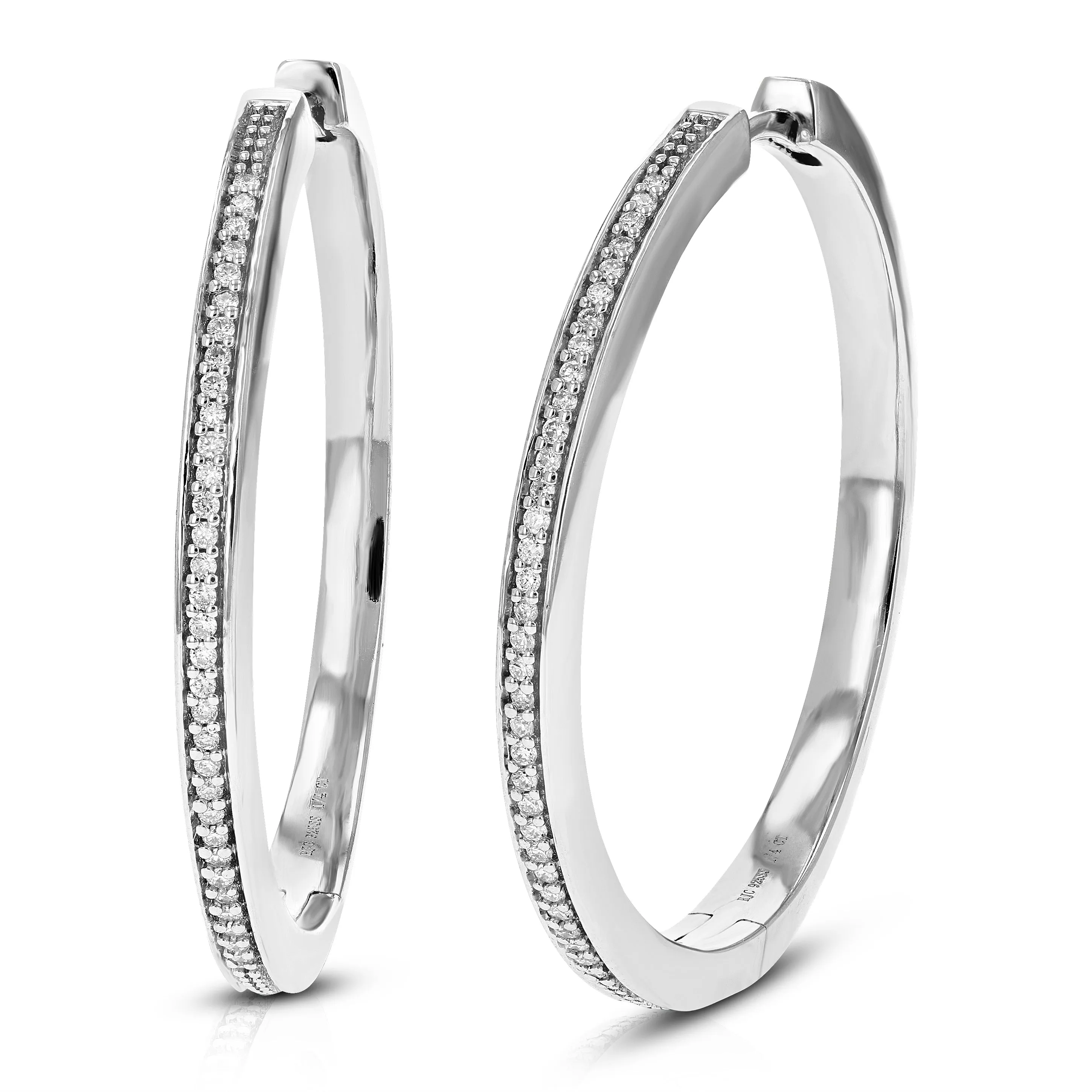 1/4 cttw Lab Grown Diamond Prong Hoop Earrings in .925 Silver