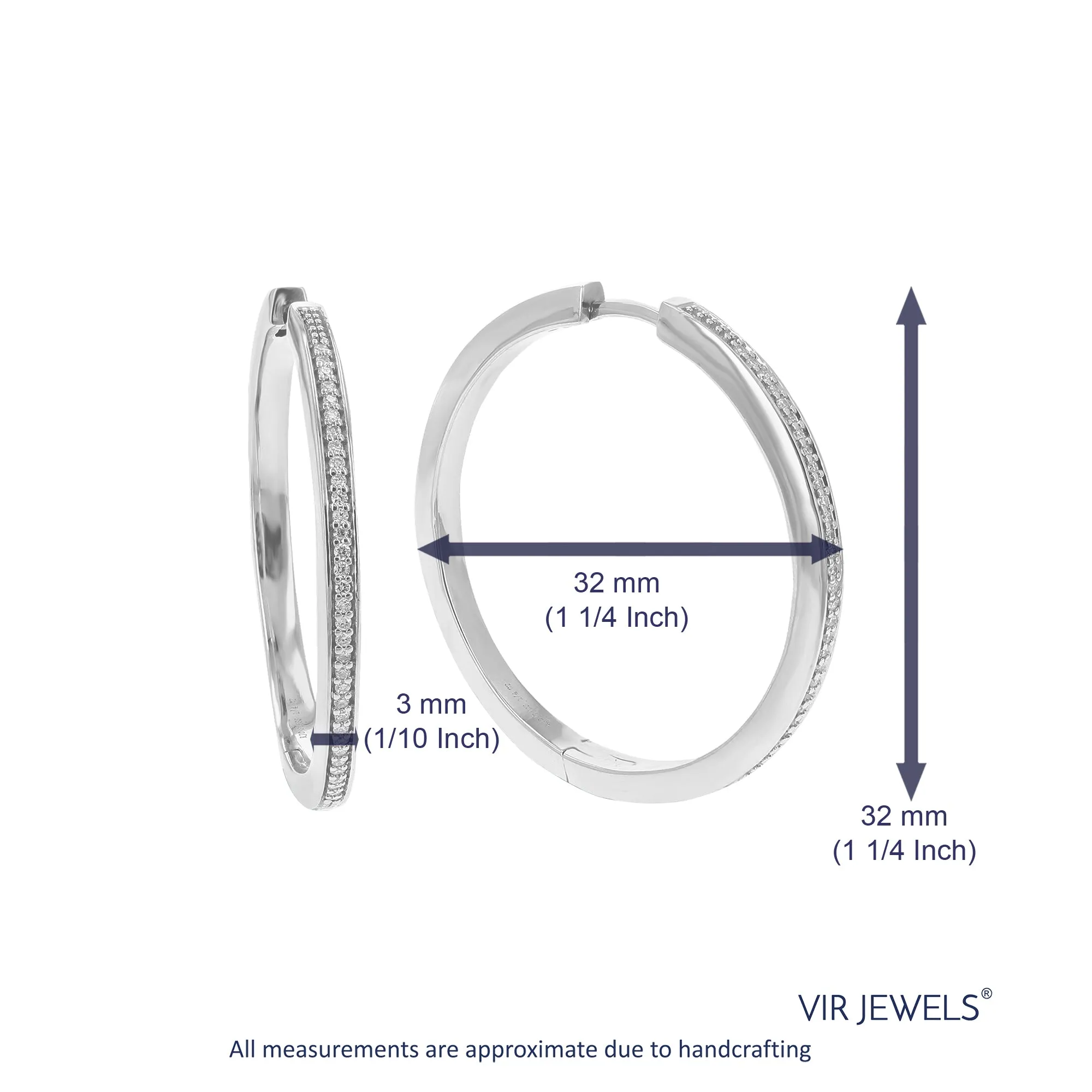 1/4 cttw Lab Grown Diamond Prong Hoop Earrings in .925 Silver