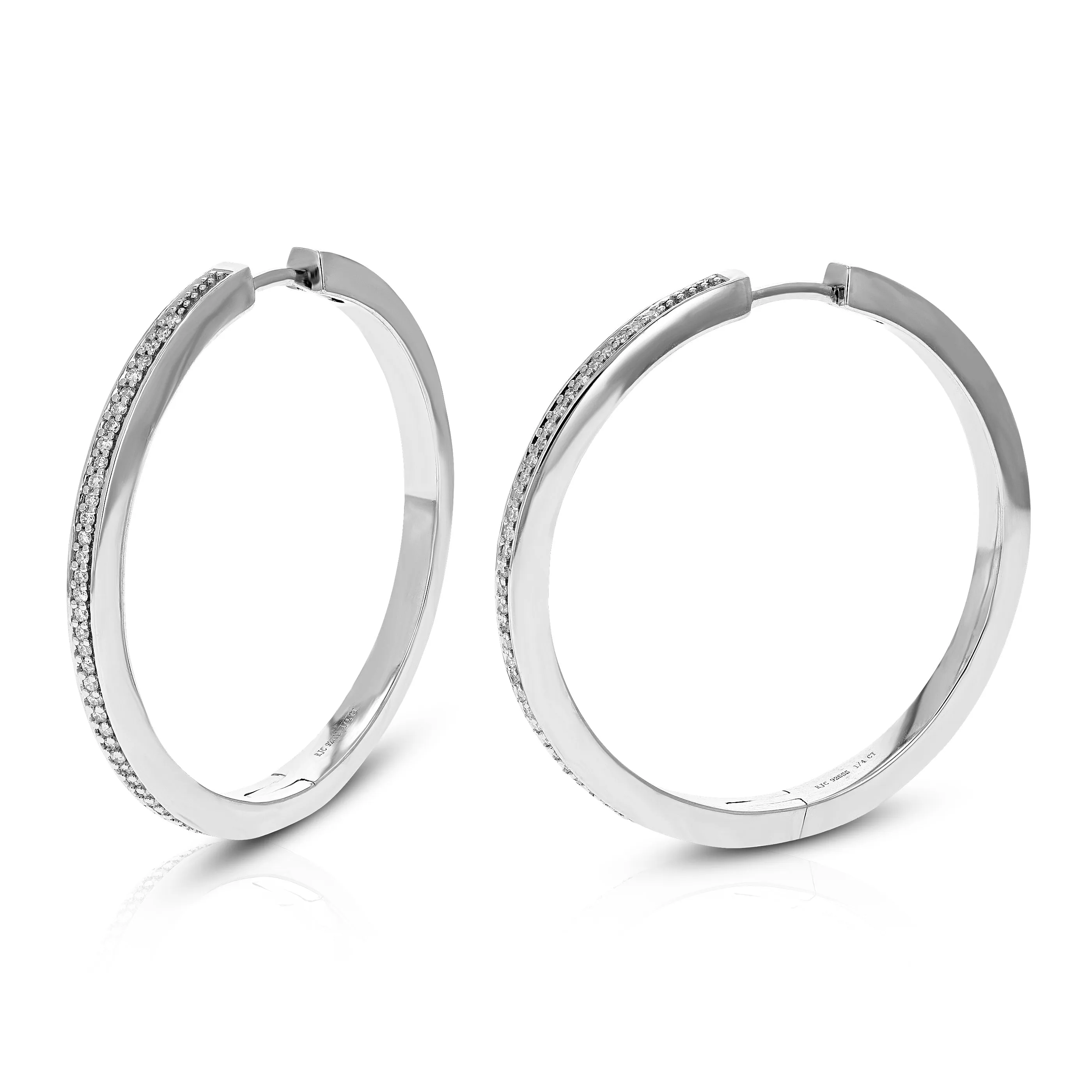 1/4 cttw Lab Grown Diamond Prong Hoop Earrings in .925 Silver