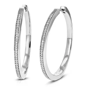 1/4 cttw Lab Grown Diamond Prong Hoop Earrings in .925 Silver