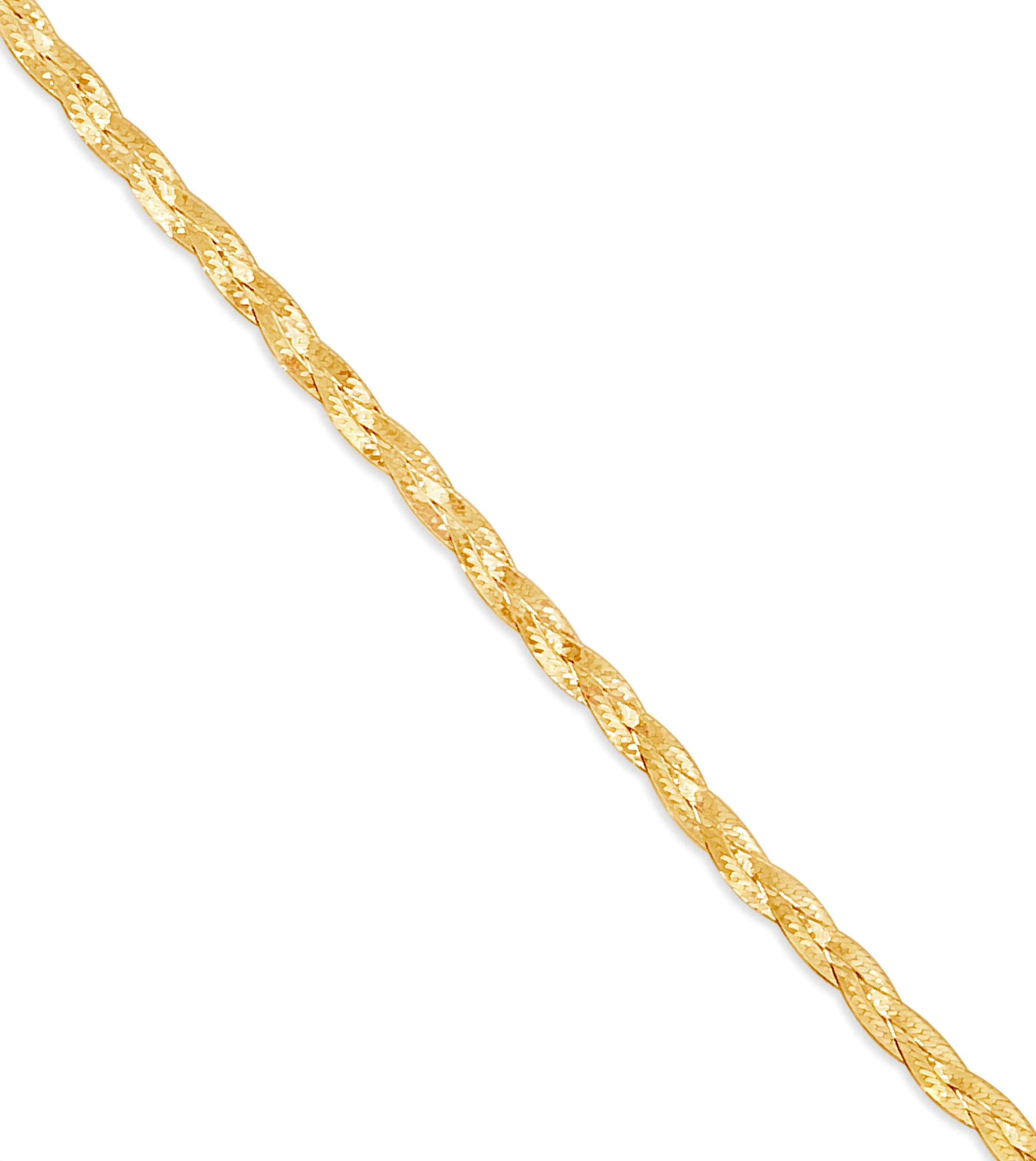 14k Gold Braided Herringbone Chain Necklace