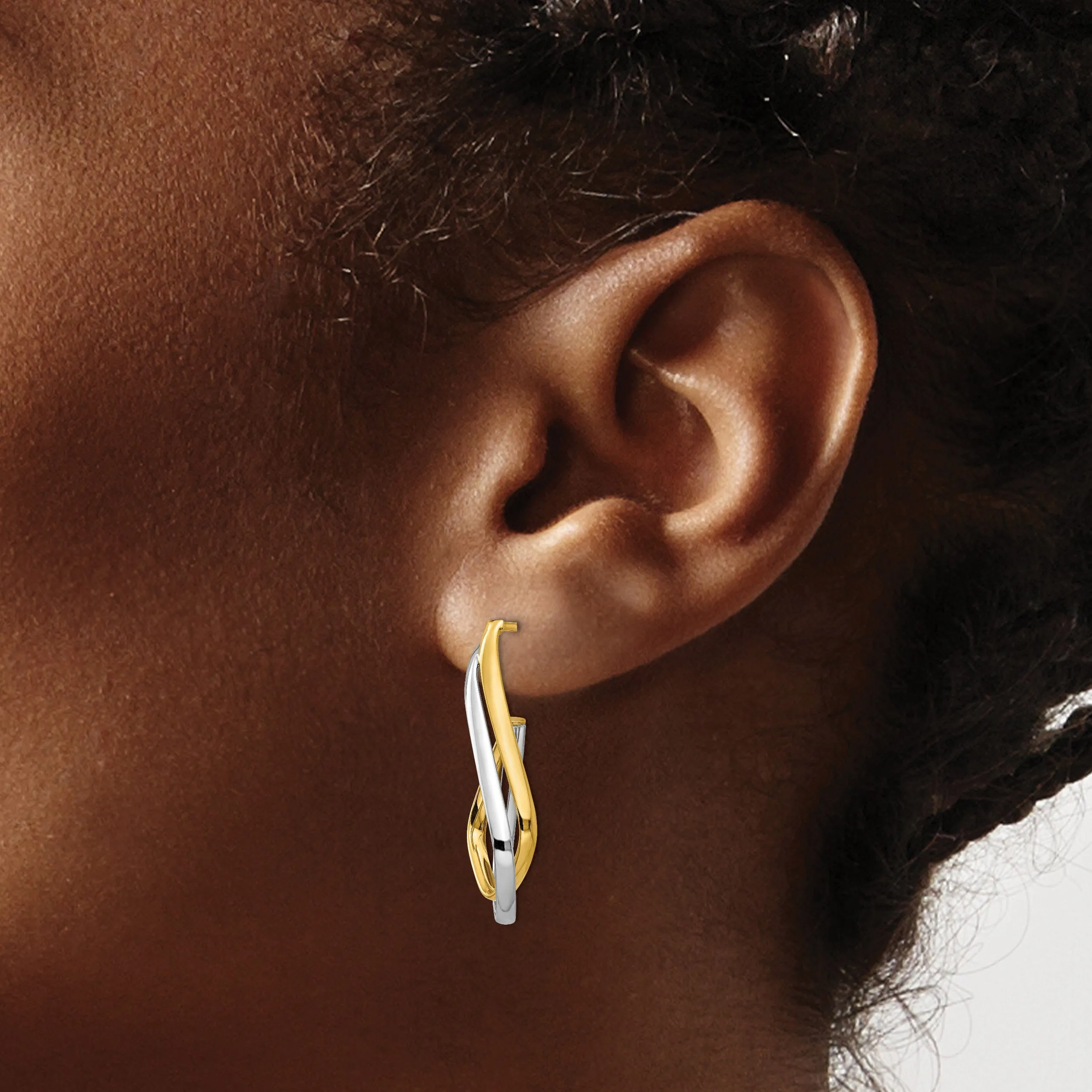 14k Two Tone Gold Polished Post Earrings